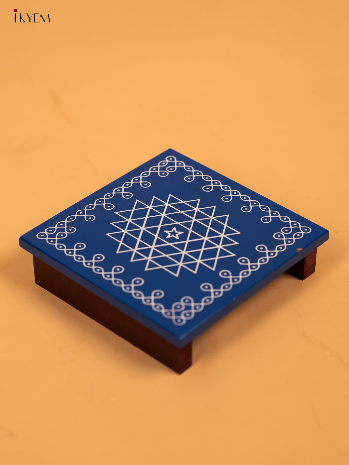 Wooden Square Kolam Manai (5x5) - Aishwarya Kolam - KA30120