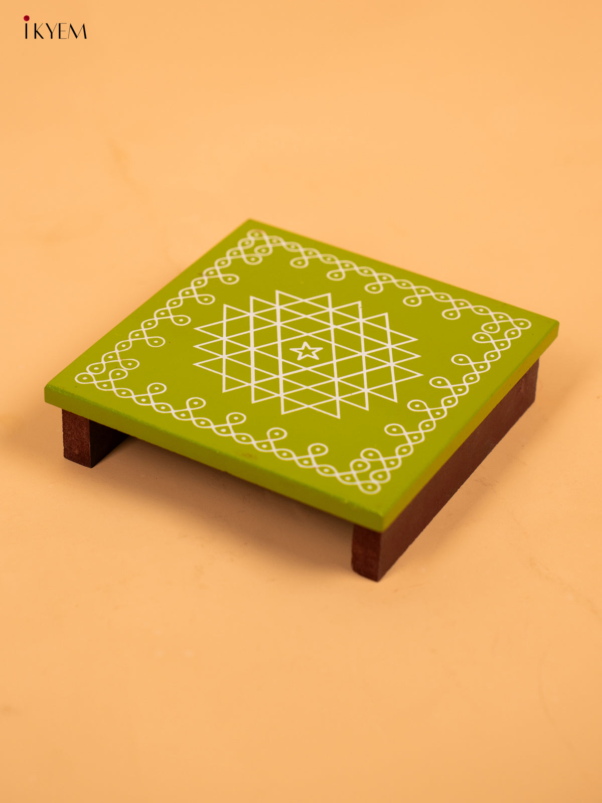 Wooden Square Kolam Manai (5x5) - Aishwarya Kolam - KA30120