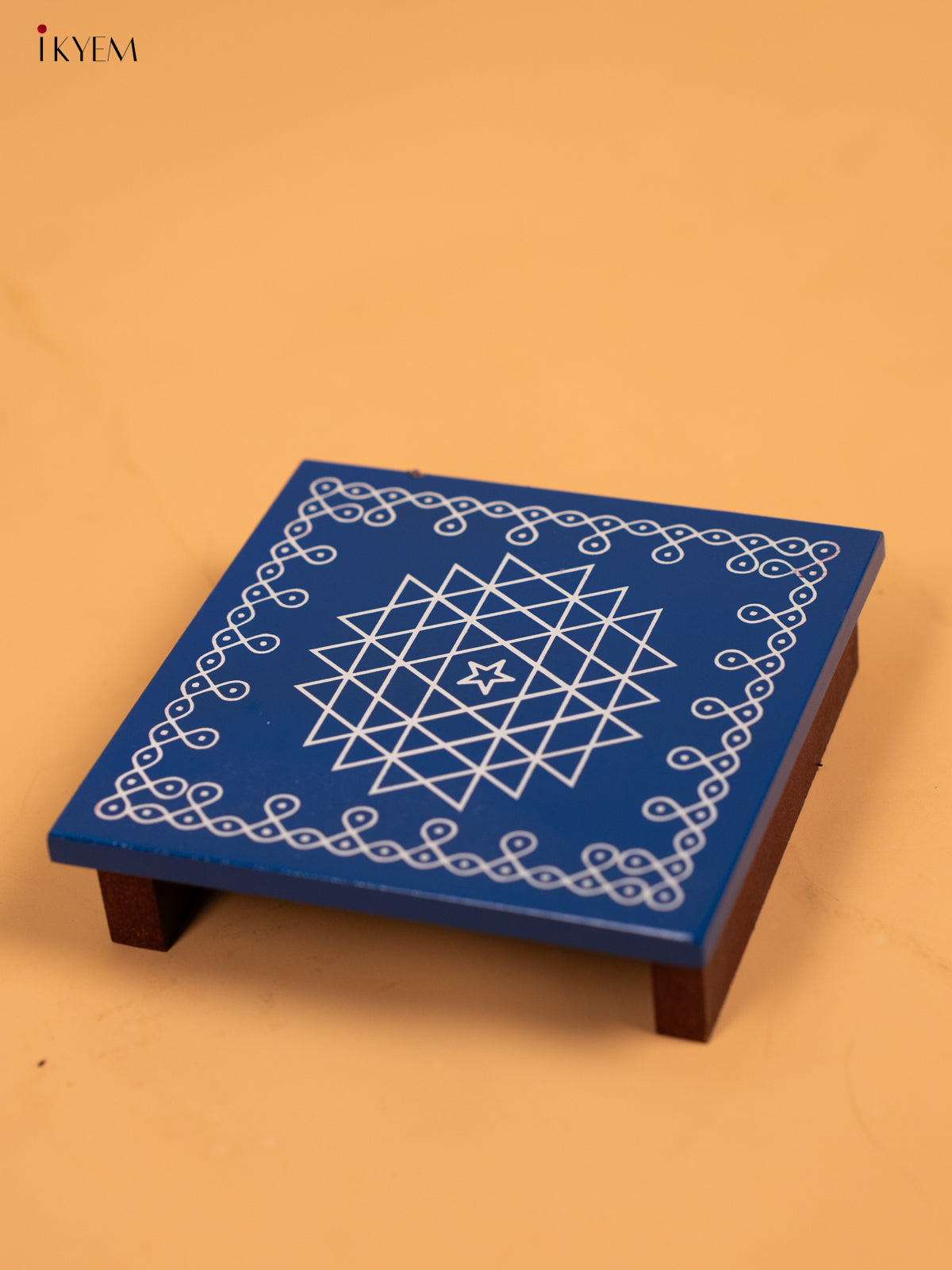 Wooden Square Kolam Manai (5x5) - Aishwarya Kolam - KA30120