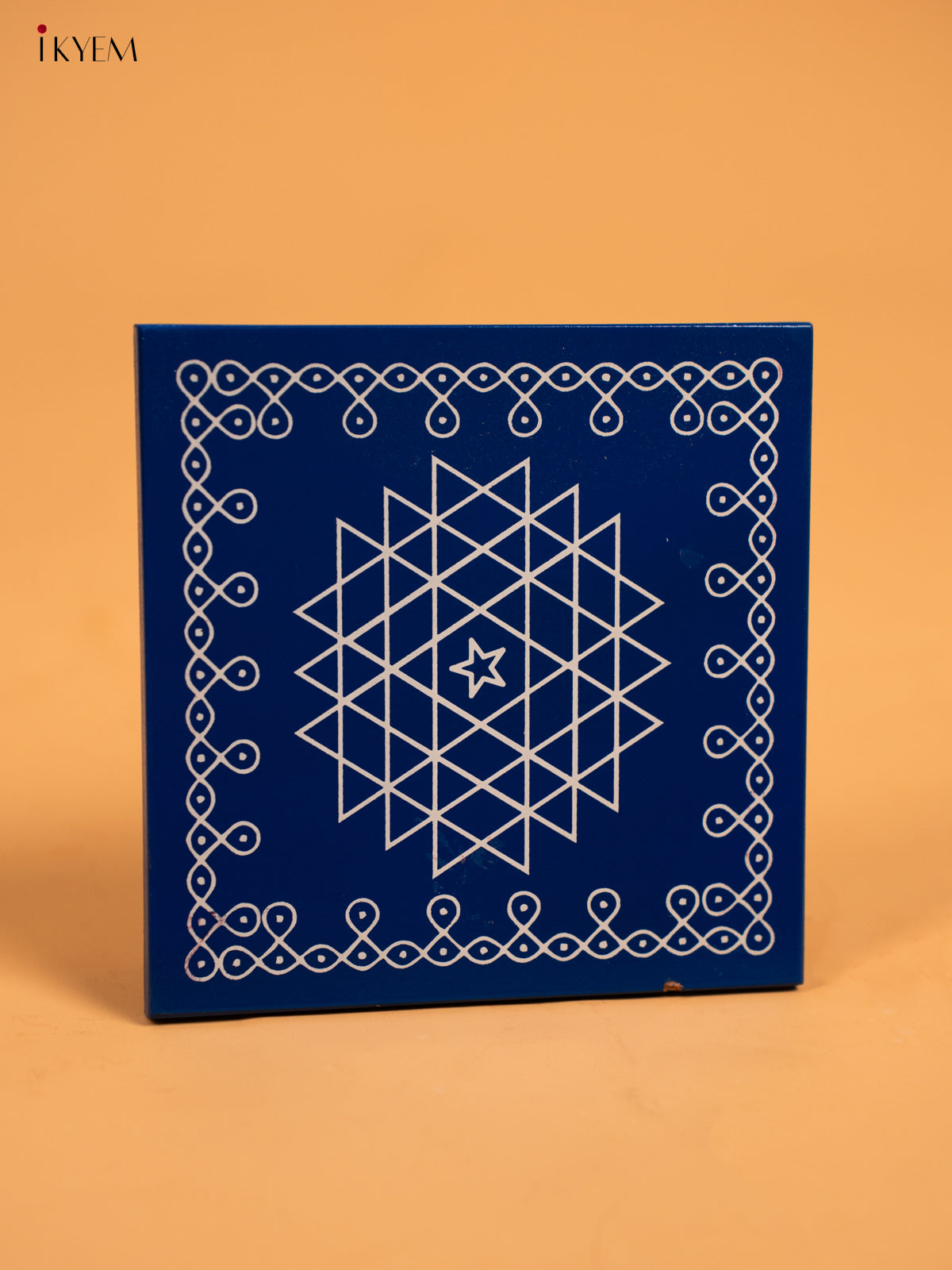 Wooden Square Kolam Manai (5x5) - Aishwarya Kolam - KA30120