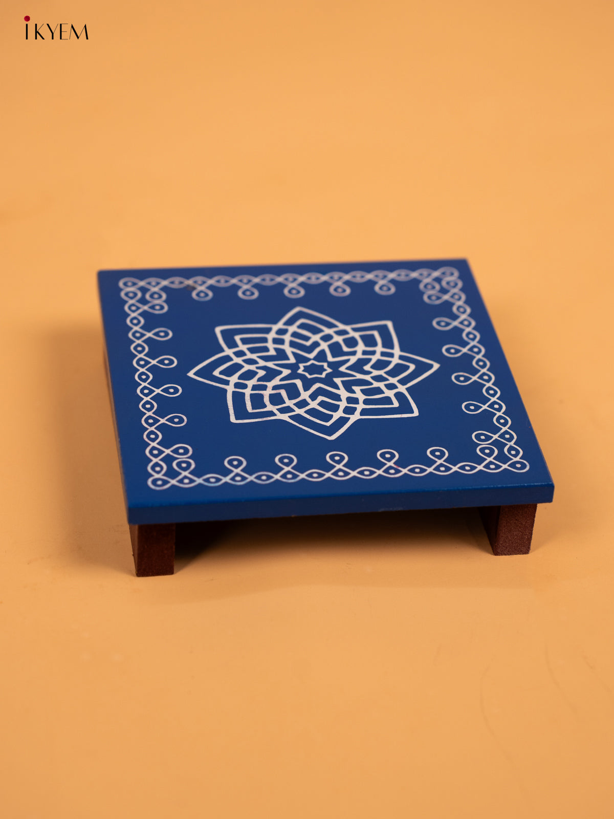 Wooden Square Kolam Manai (5x5) - Hrudaya Kamalam- KA30121