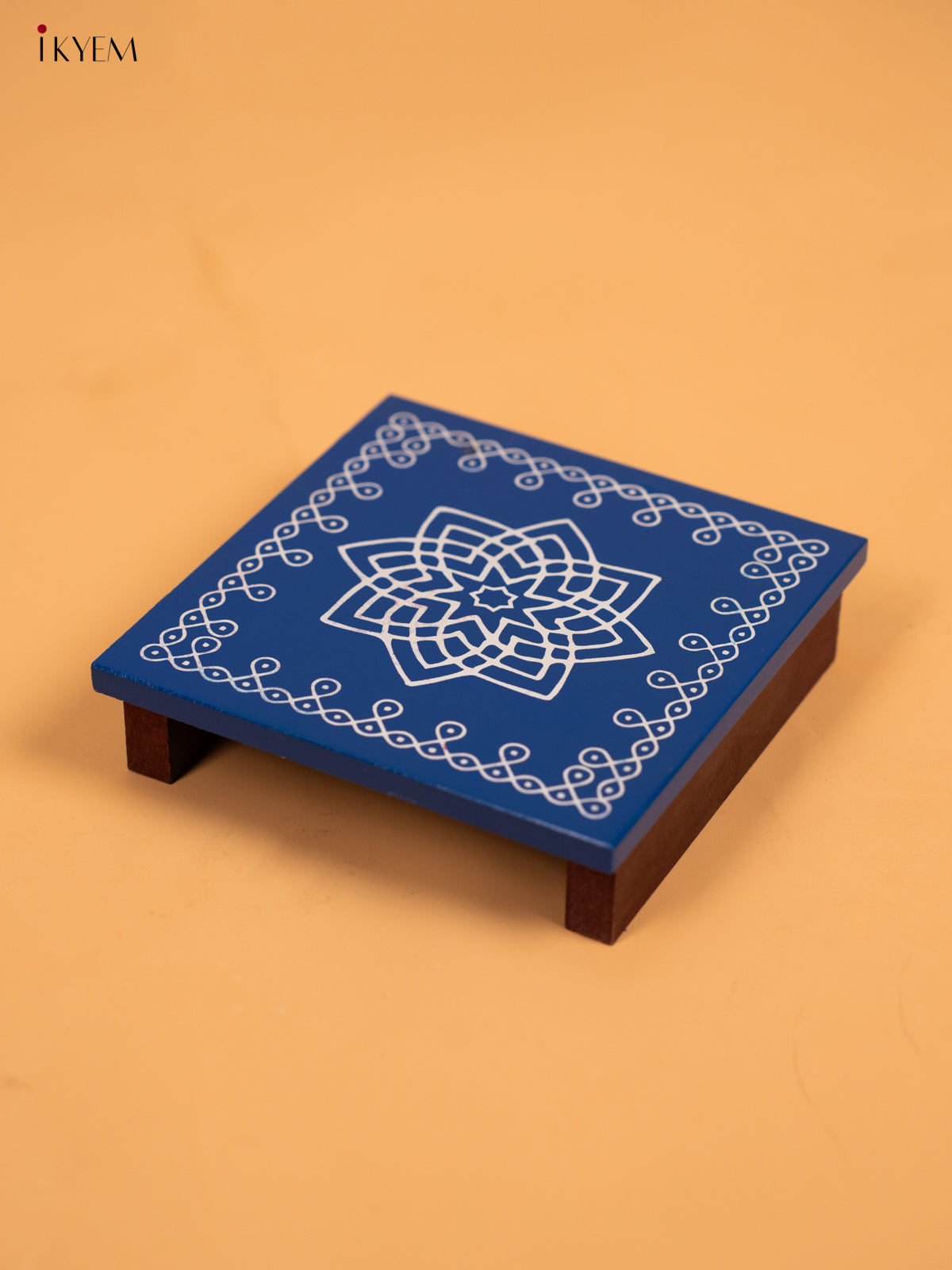 Wooden Square Kolam Manai (5x5) - Hrudaya Kamalam- KA30121