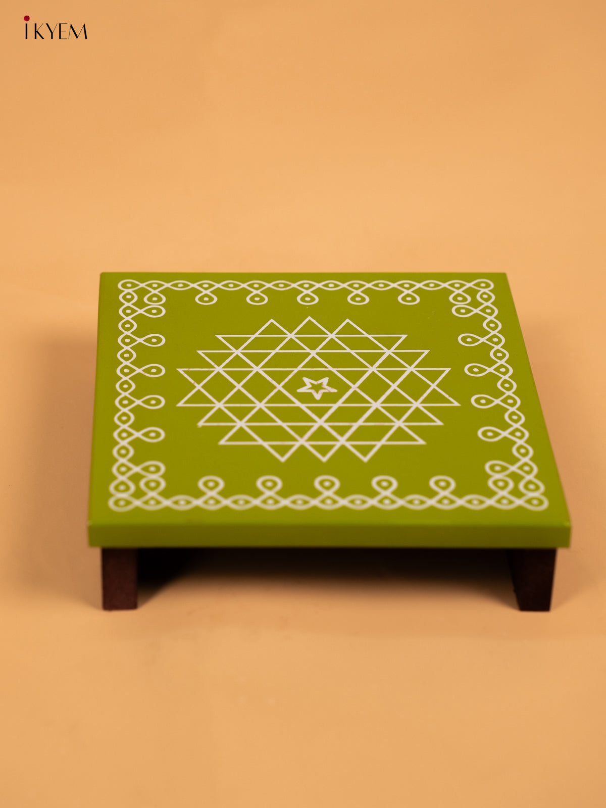 Wooden Square Kolam Manai (6x6) - Aishwarya Kolam - KA30122