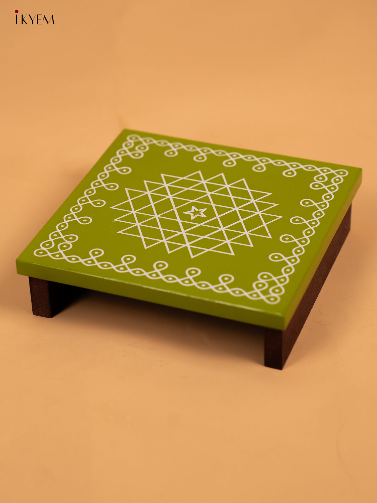 Wooden Square Kolam Manai (6x6) - Aishwarya Kolam - KA30122