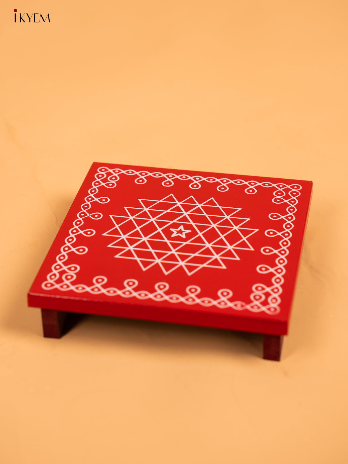 Wooden Square Kolam Manai (6x6) - Aishwarya Kolam - KA30122