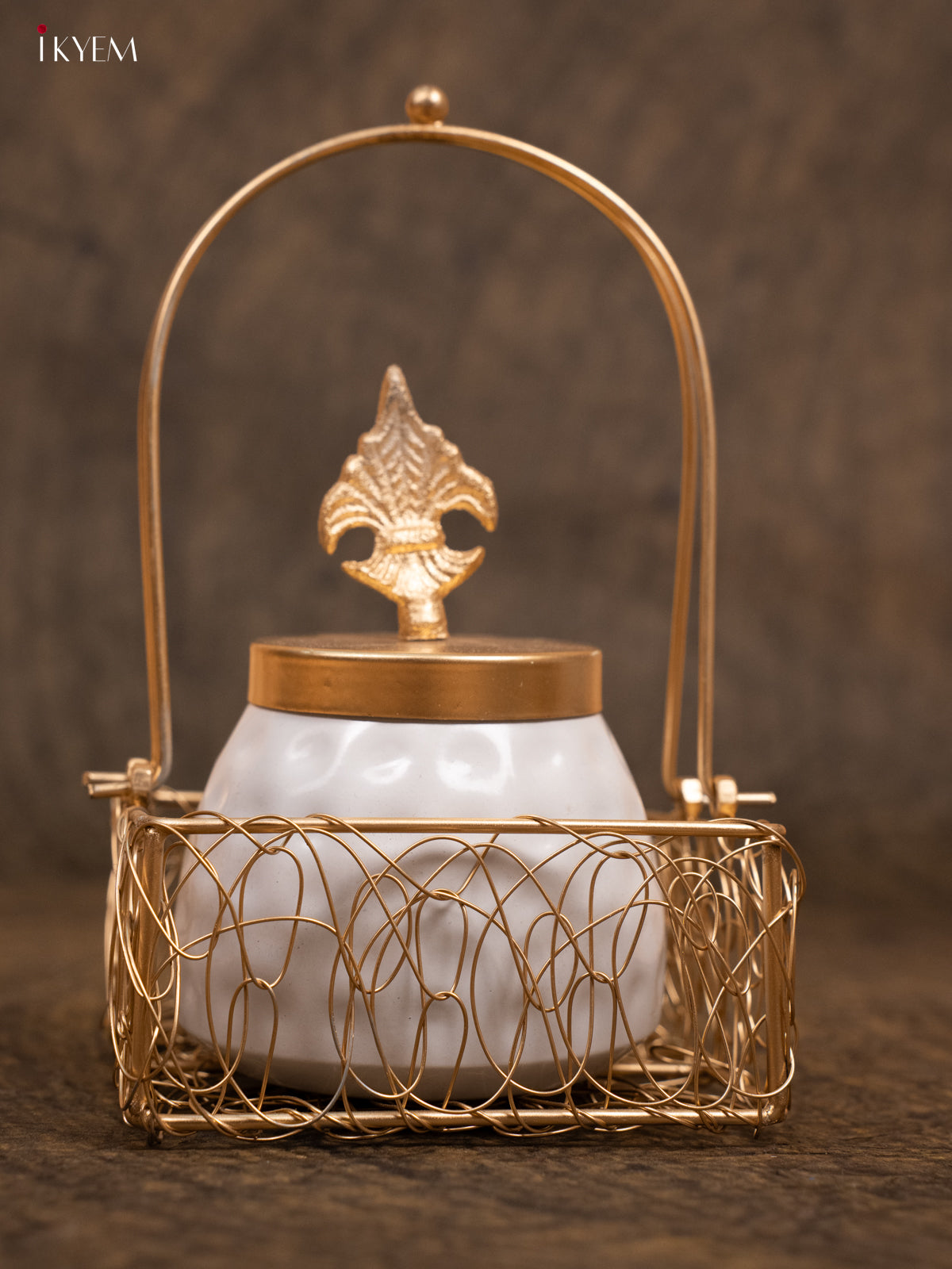 Metal Nut Jar with Decorative Basket - KA30134