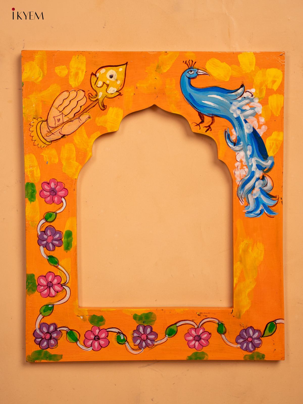 Wooden Hand Painted Photo frame - Orange - KA30158