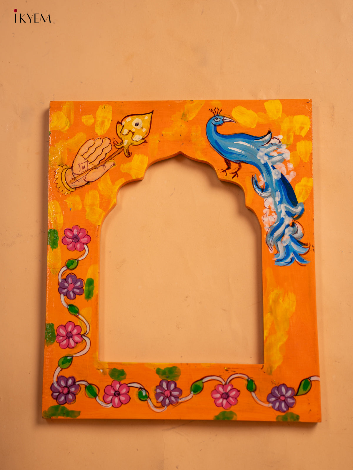 Wooden Hand Painted Photo frame - Orange - KA30158