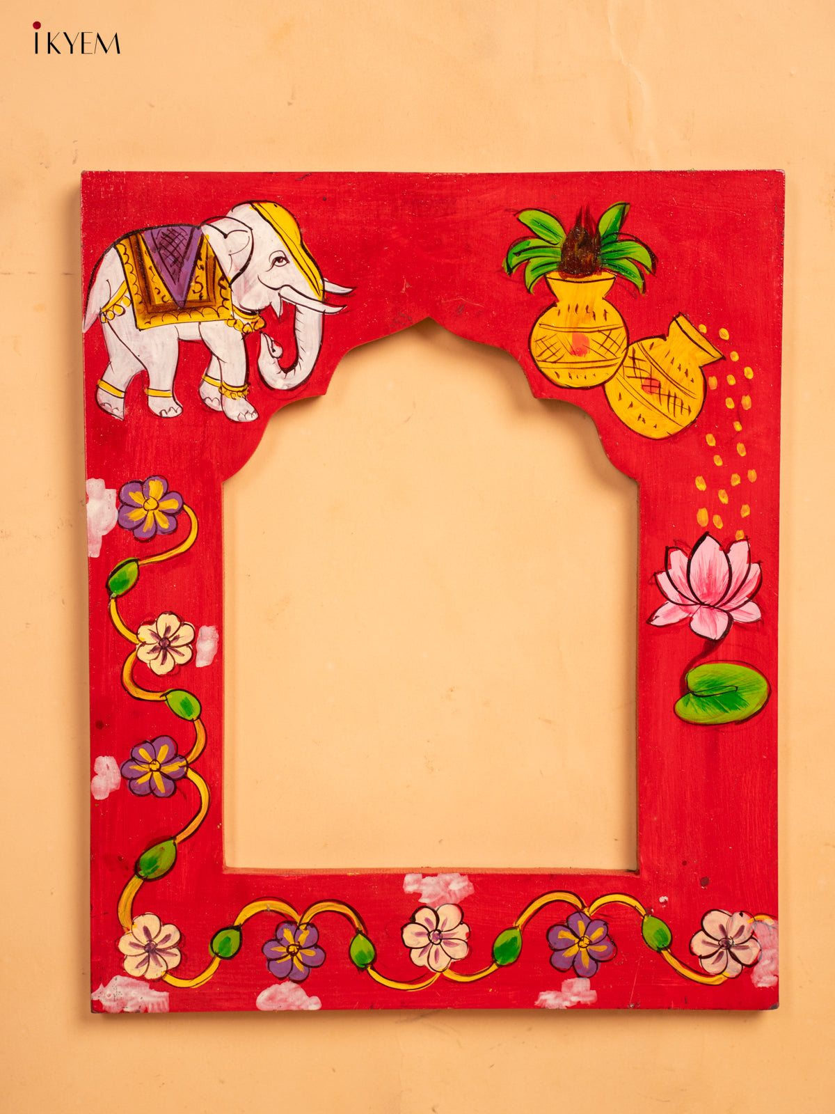 Wooden Hand Painted Photo frame - Red -KA30159