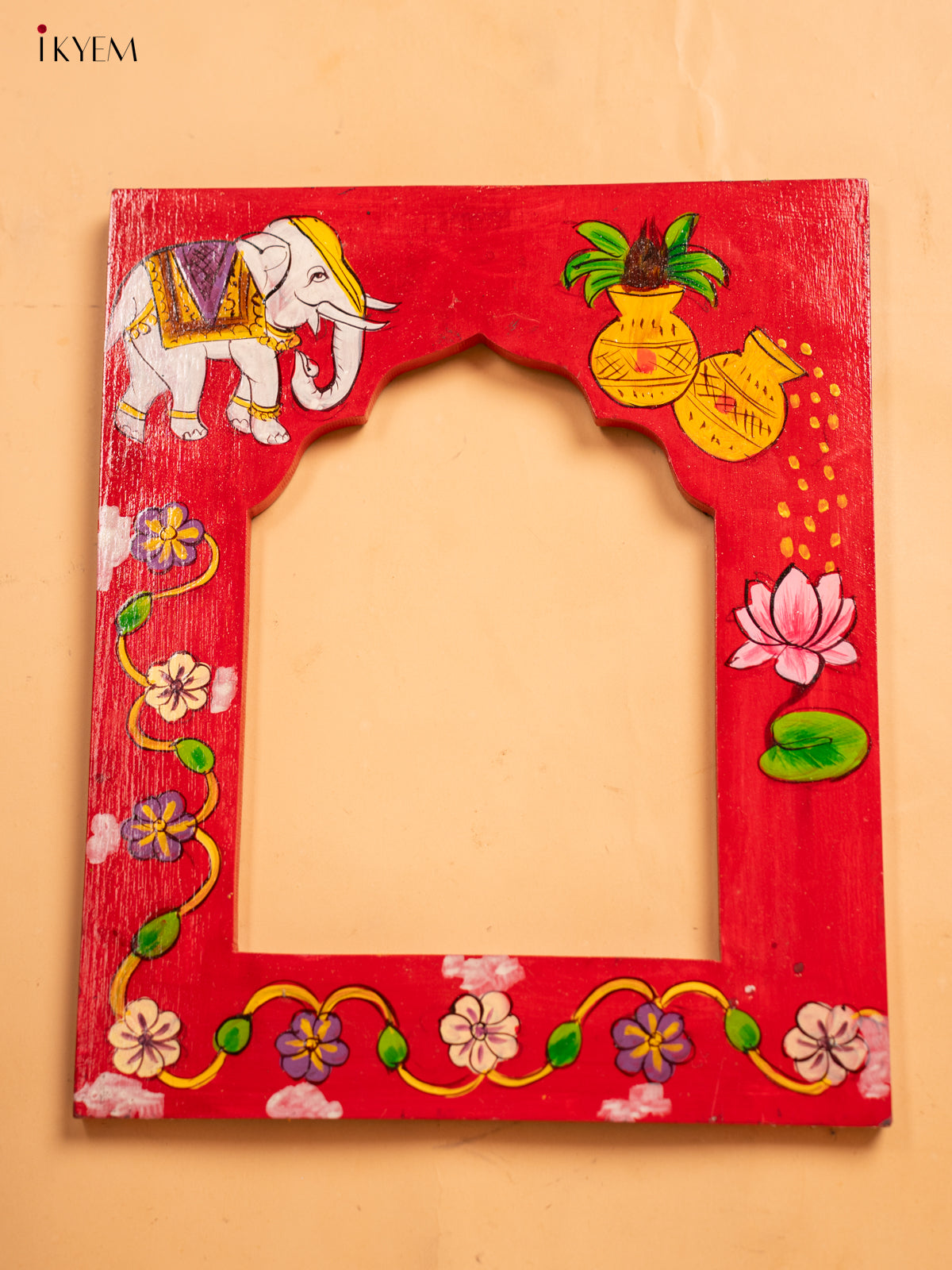 Wooden Hand Painted Photo frame - Red -KA30159