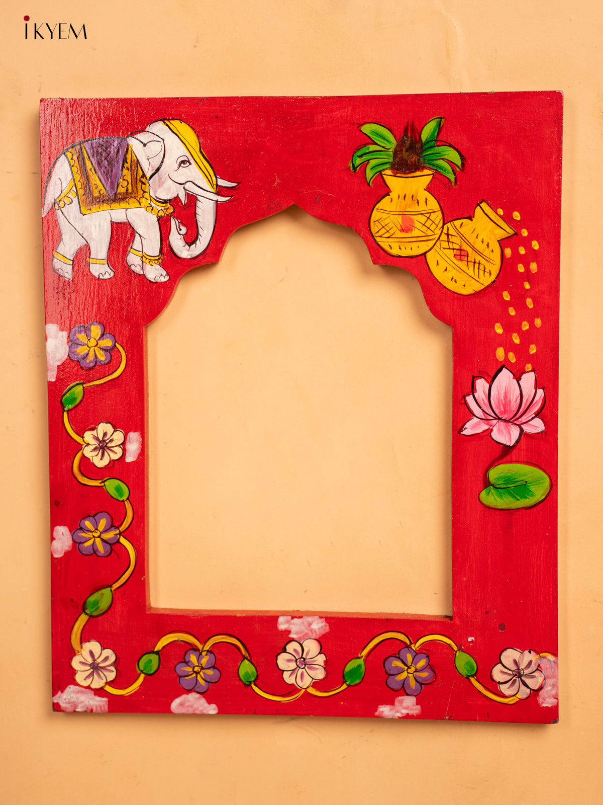 Wooden Hand Painted Photo frame - Red -KA30159