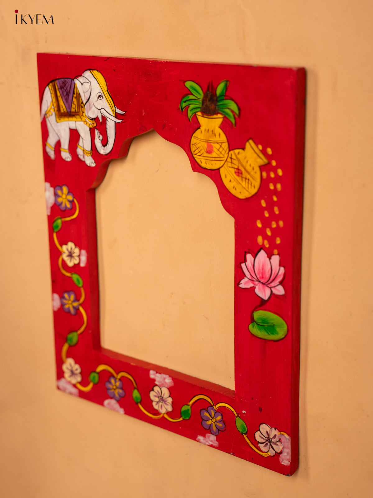 Wooden Hand Painted Photo frame - Red -KA30159