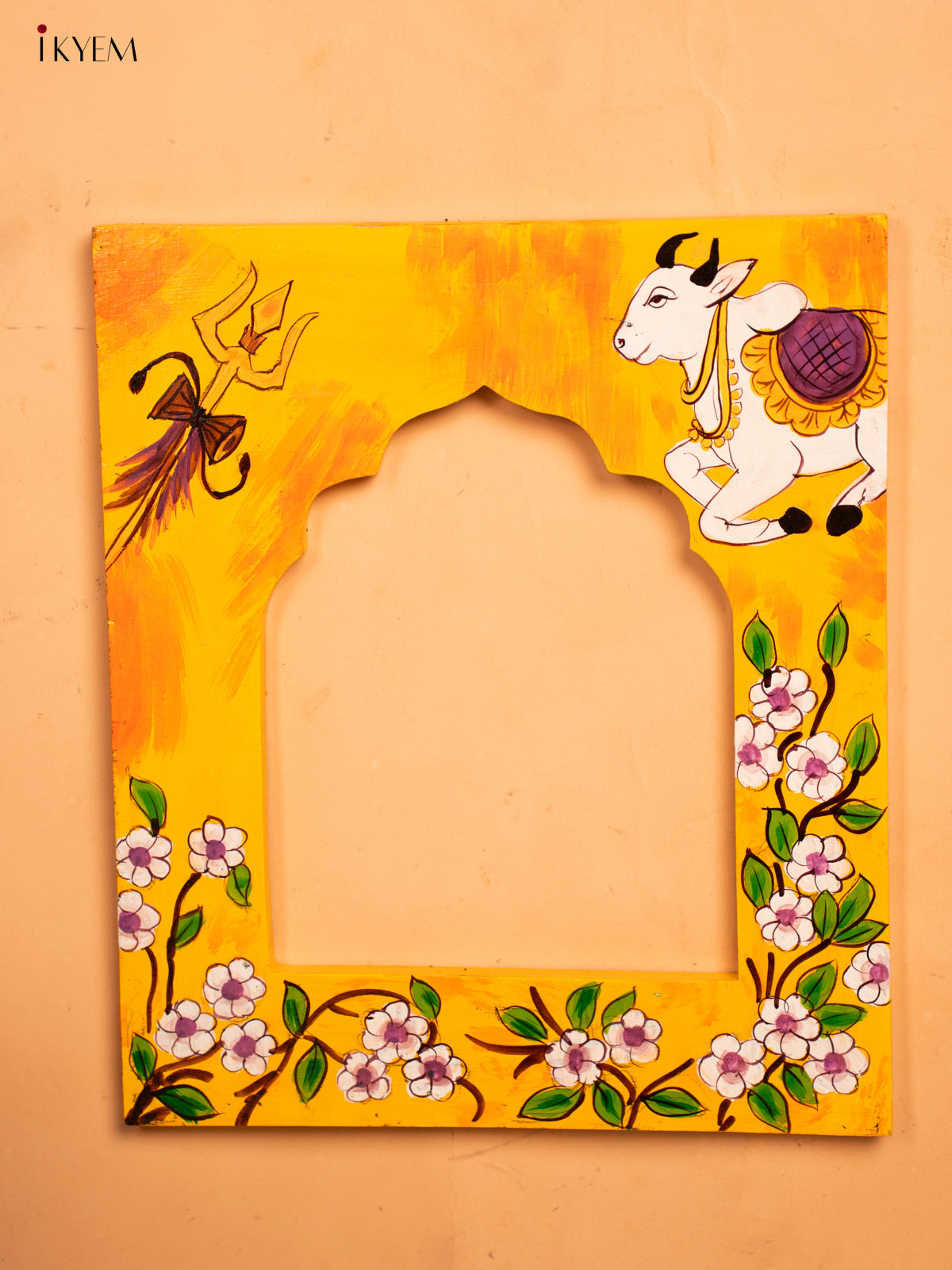 Wooden Hand Painted Photo frame - Yellow - KA30160