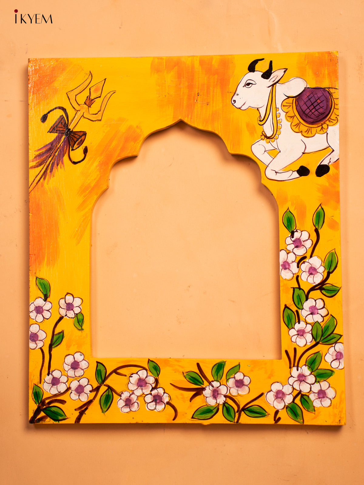 Wooden Hand Painted Photo frame - Yellow - KA30160