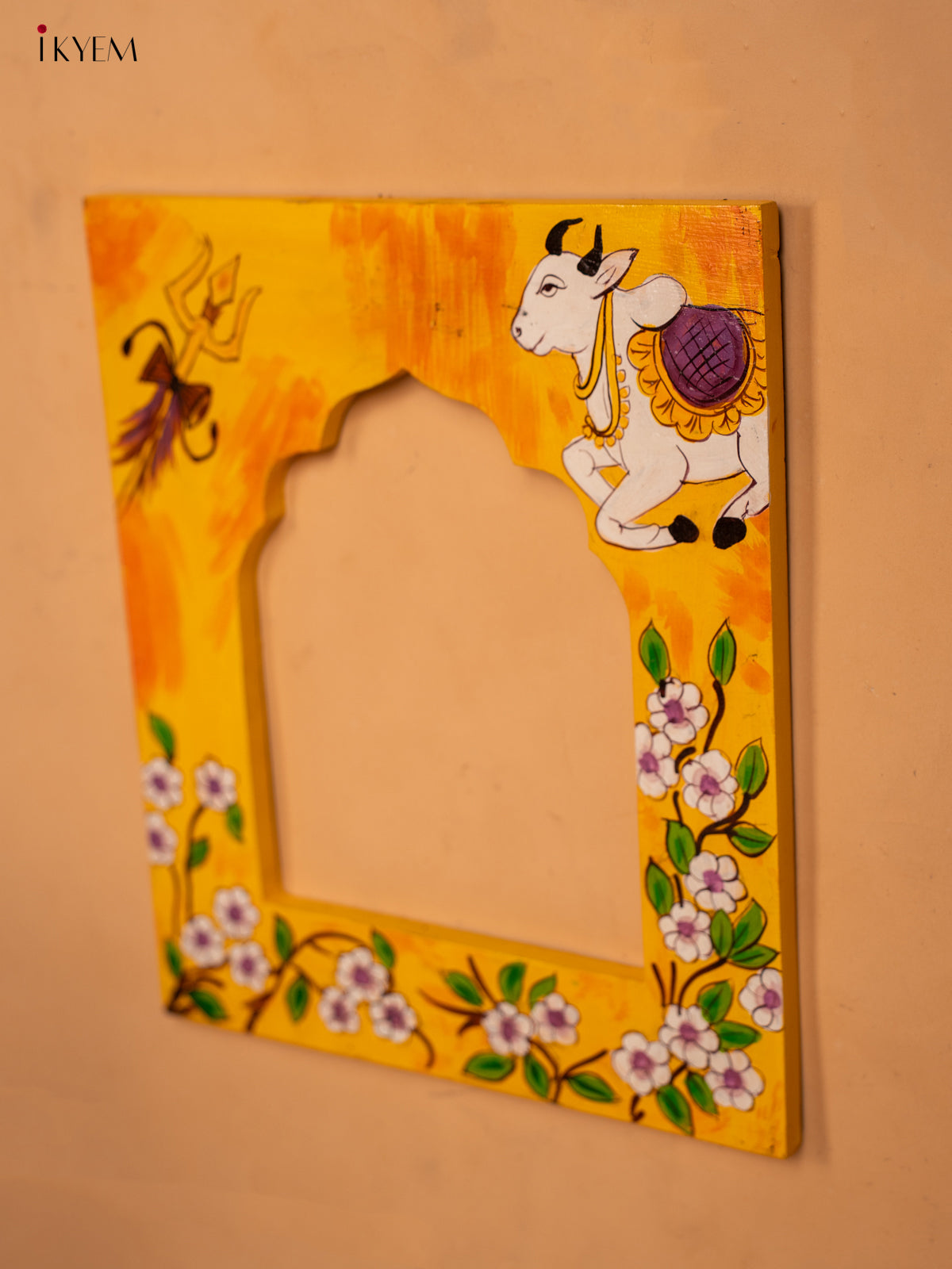 Wooden Hand Painted Photo frame - Yellow - KA30160