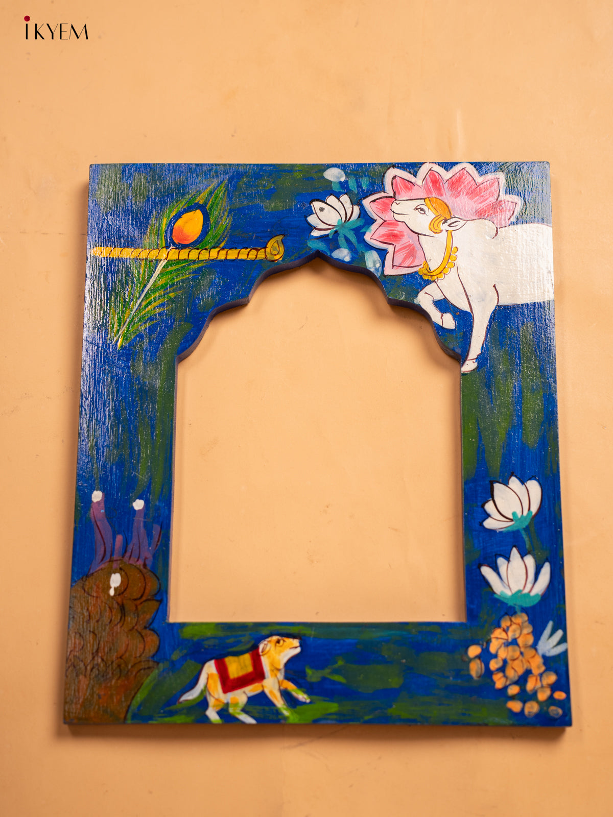 Wooden Hand Painted Photo frame - Blue - KA30161