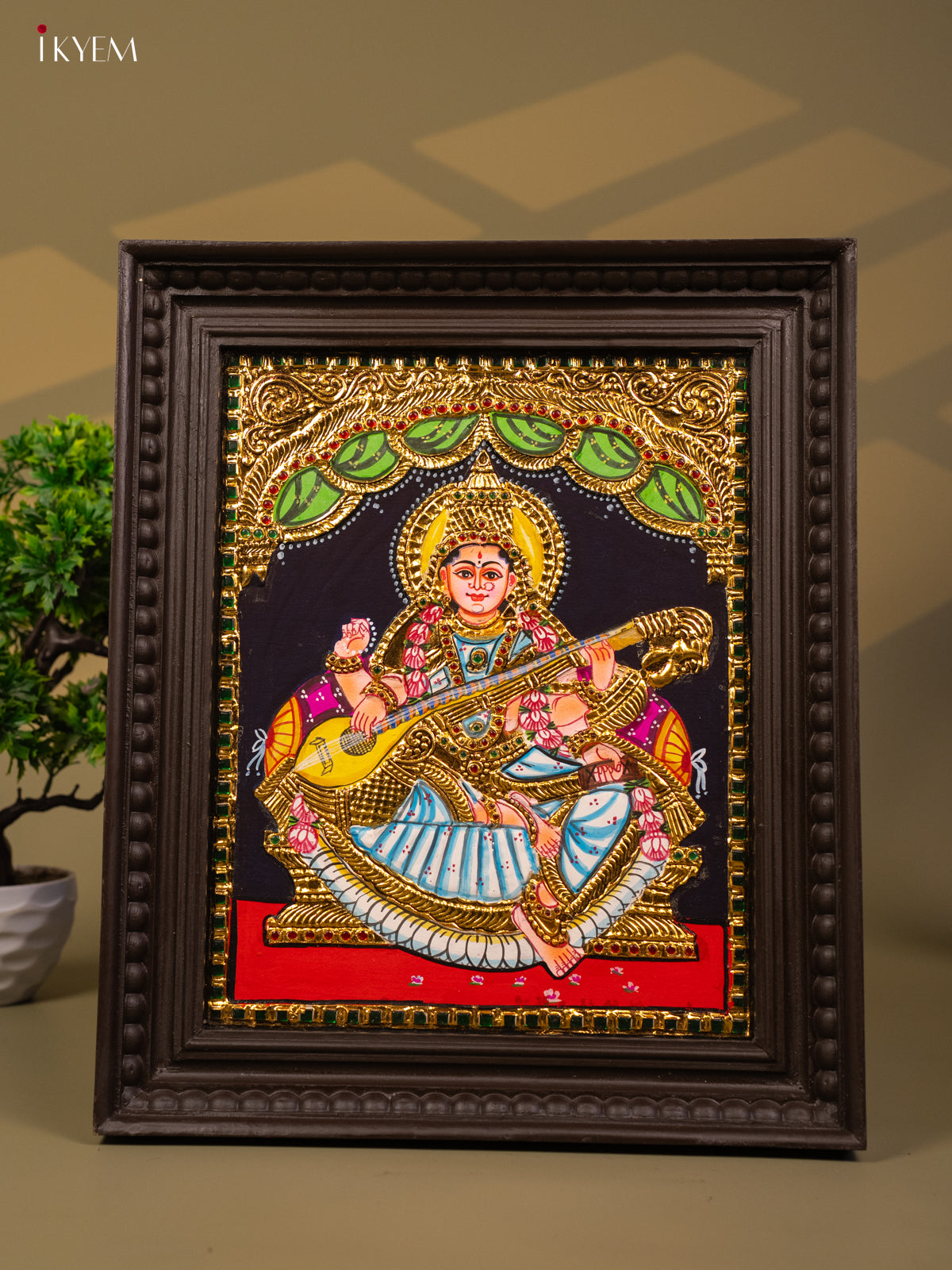 Saraswathi - Tanjore Painting (18x15) - KB01115