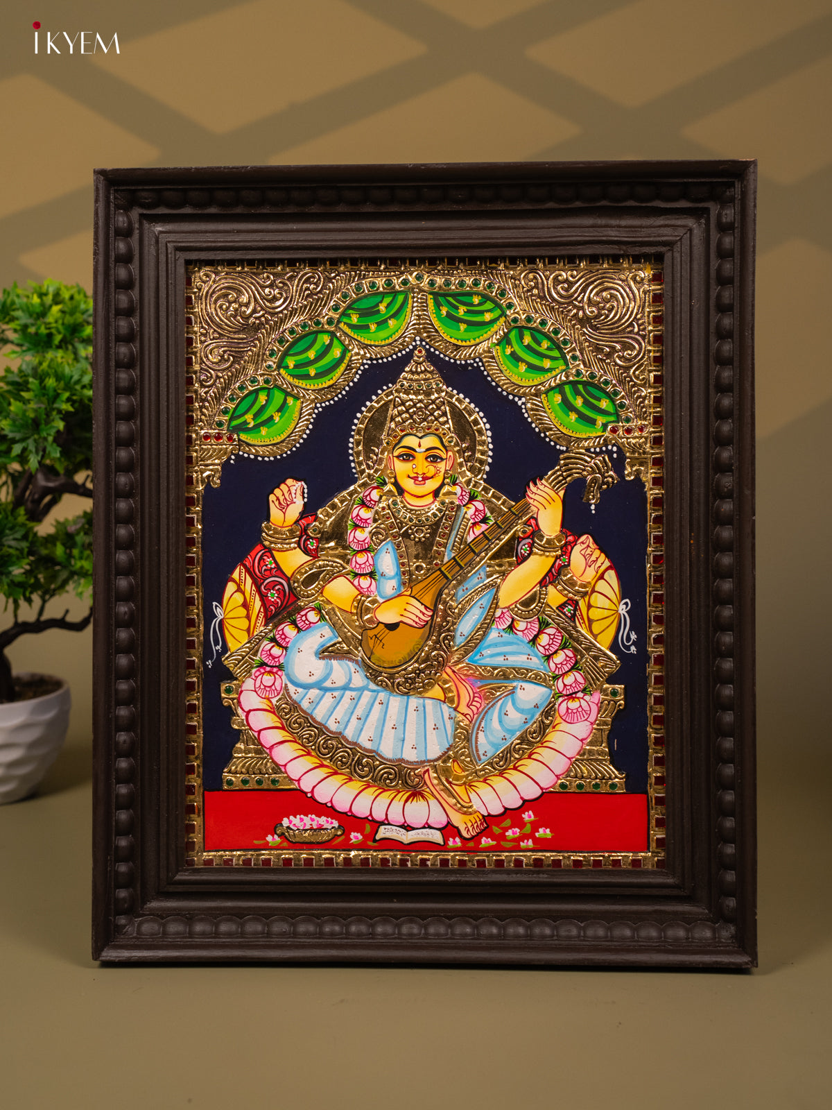 Saraswathi - Tanjore Painting (18x15) - KB01115