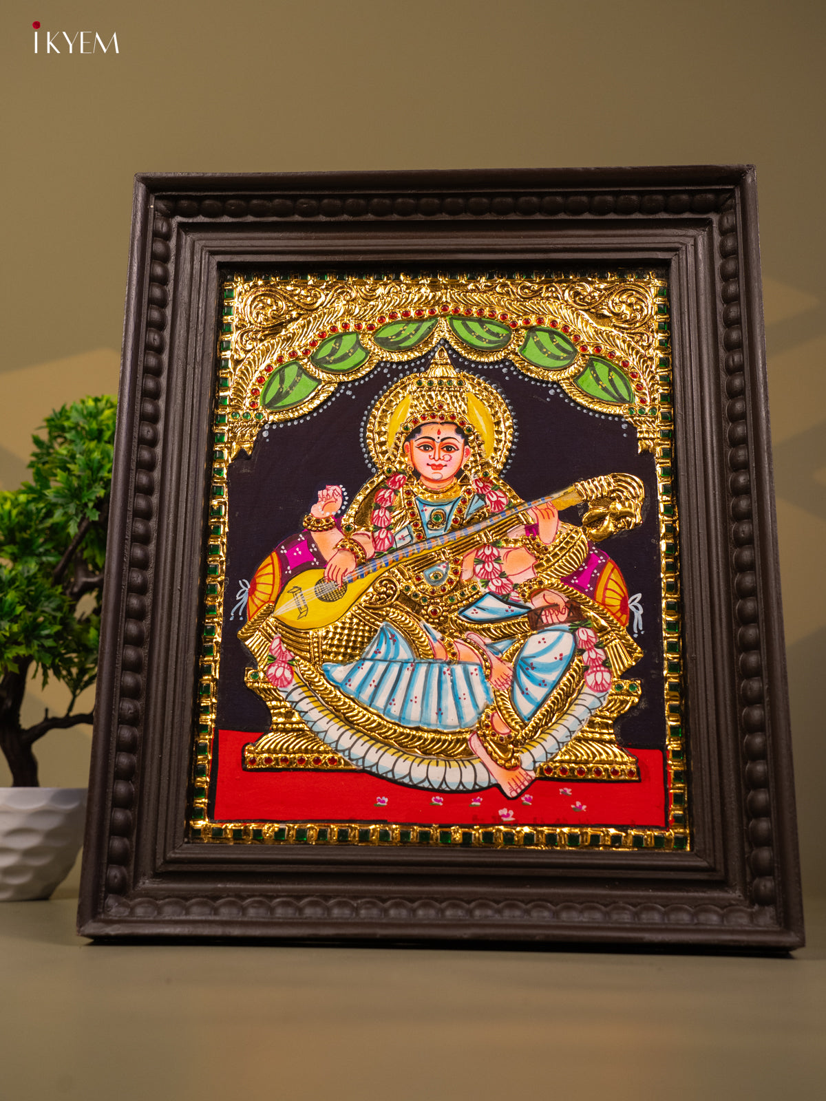 Saraswathi - Tanjore Painting (18x15) - KB01115