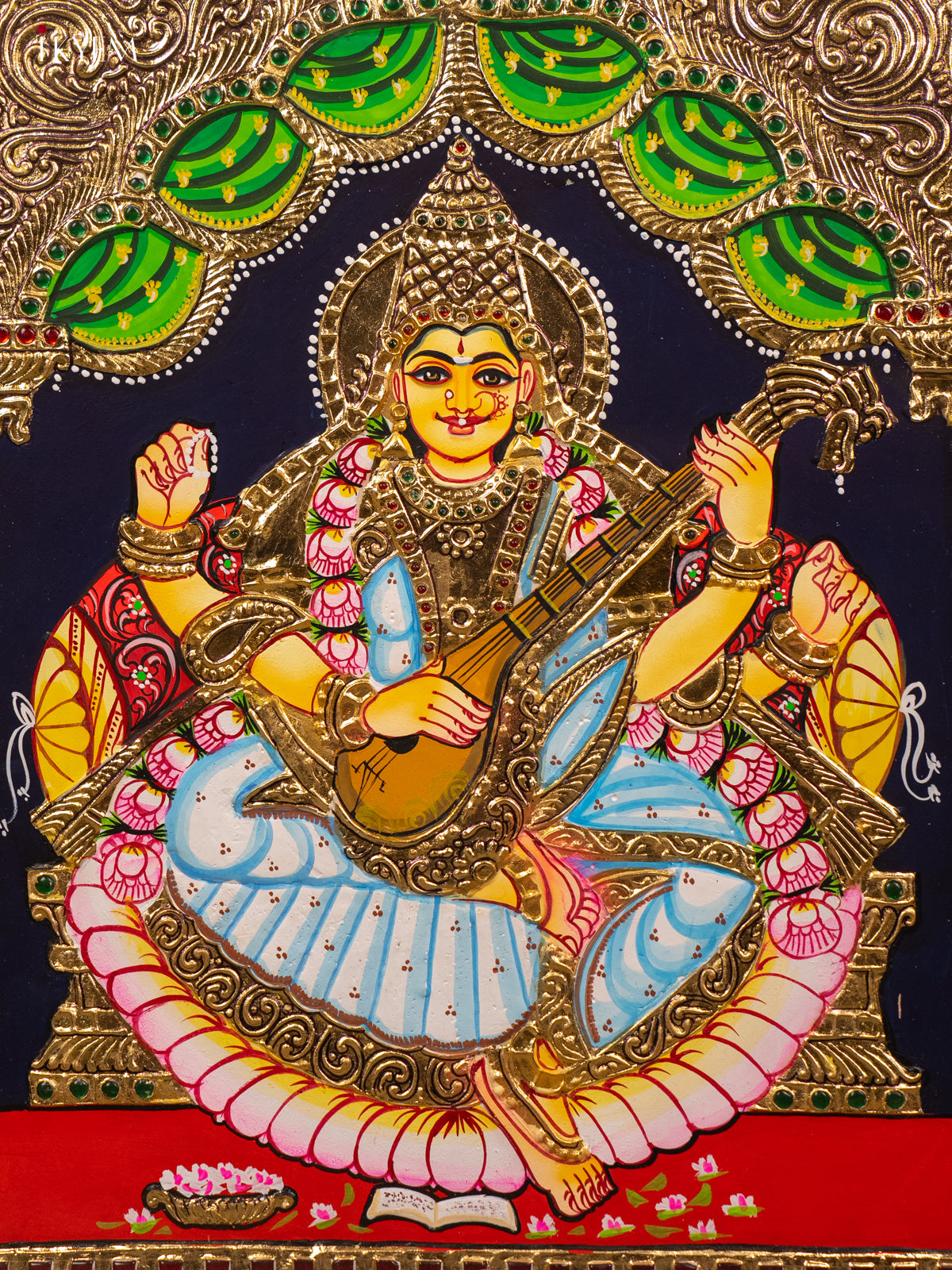 Saraswathi - Tanjore Painting (18x15) - KB01115