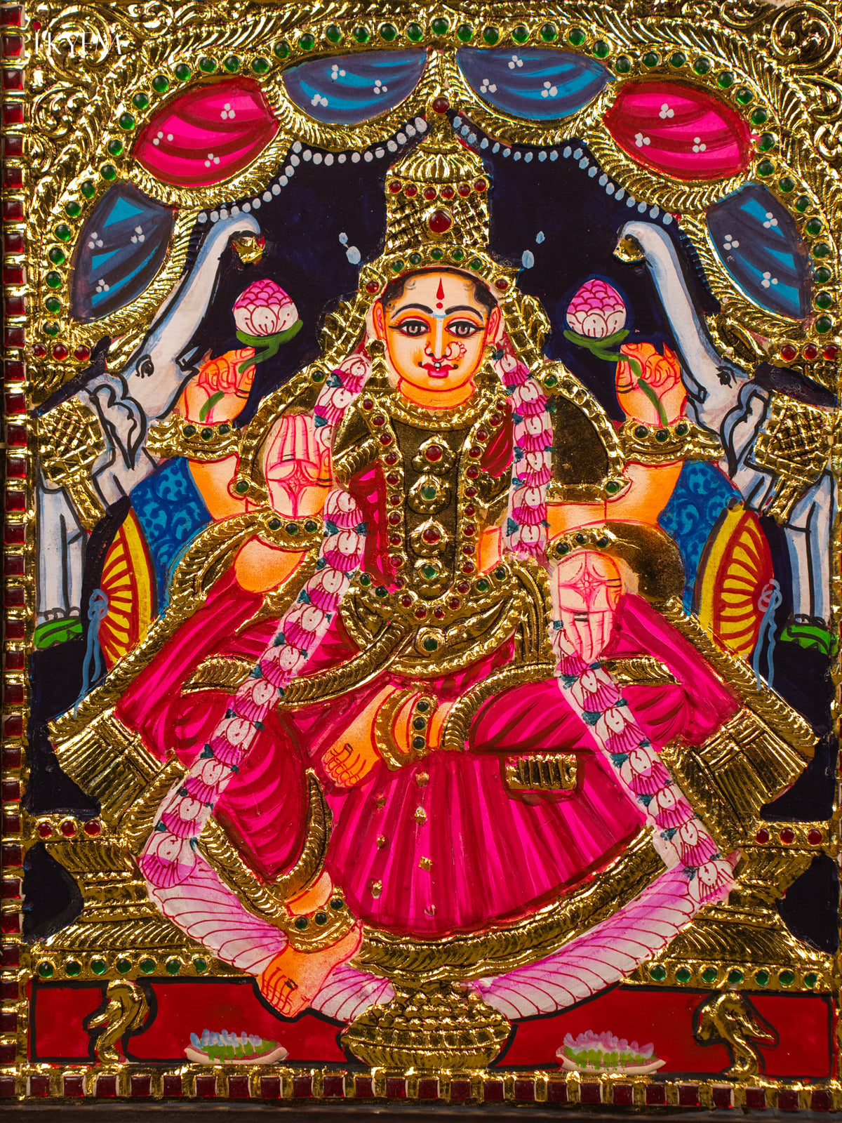 GajaLakshmi - Tanjore Painting (18x15) - KB01119