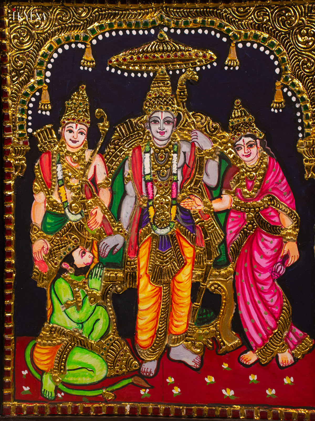 Ramar Pattabhishekam - Tanjore Painting (18x15) - KB01120