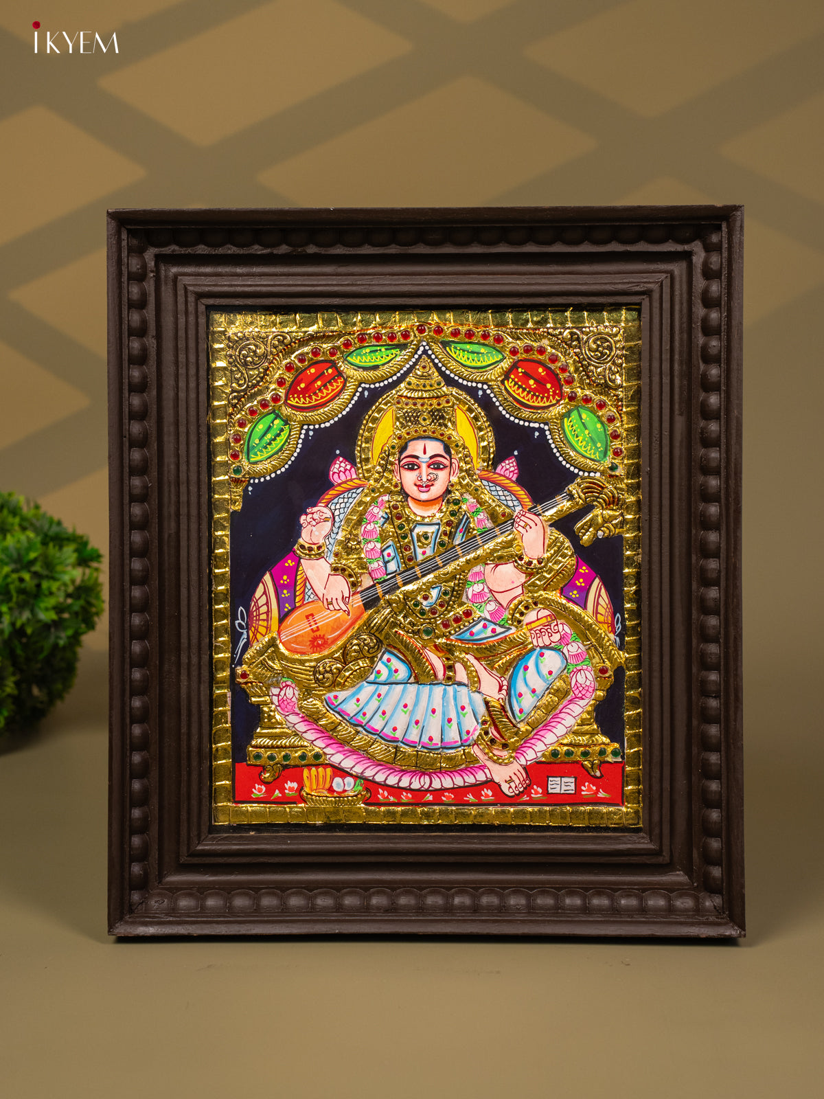 Saraswathi - Tanjore Painting (15x13) -KB01121