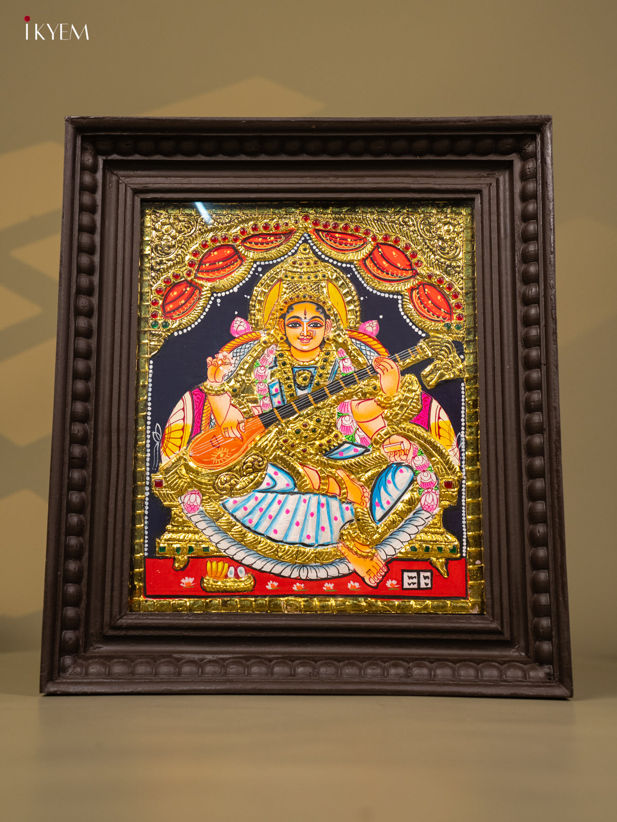 Saraswathi - Tanjore Painting (15x13) -KB01121