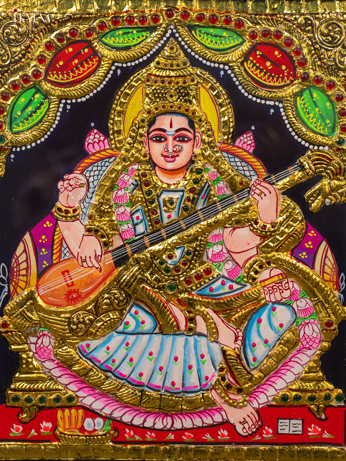 Saraswathi - Tanjore Painting (15x13) -KB01121