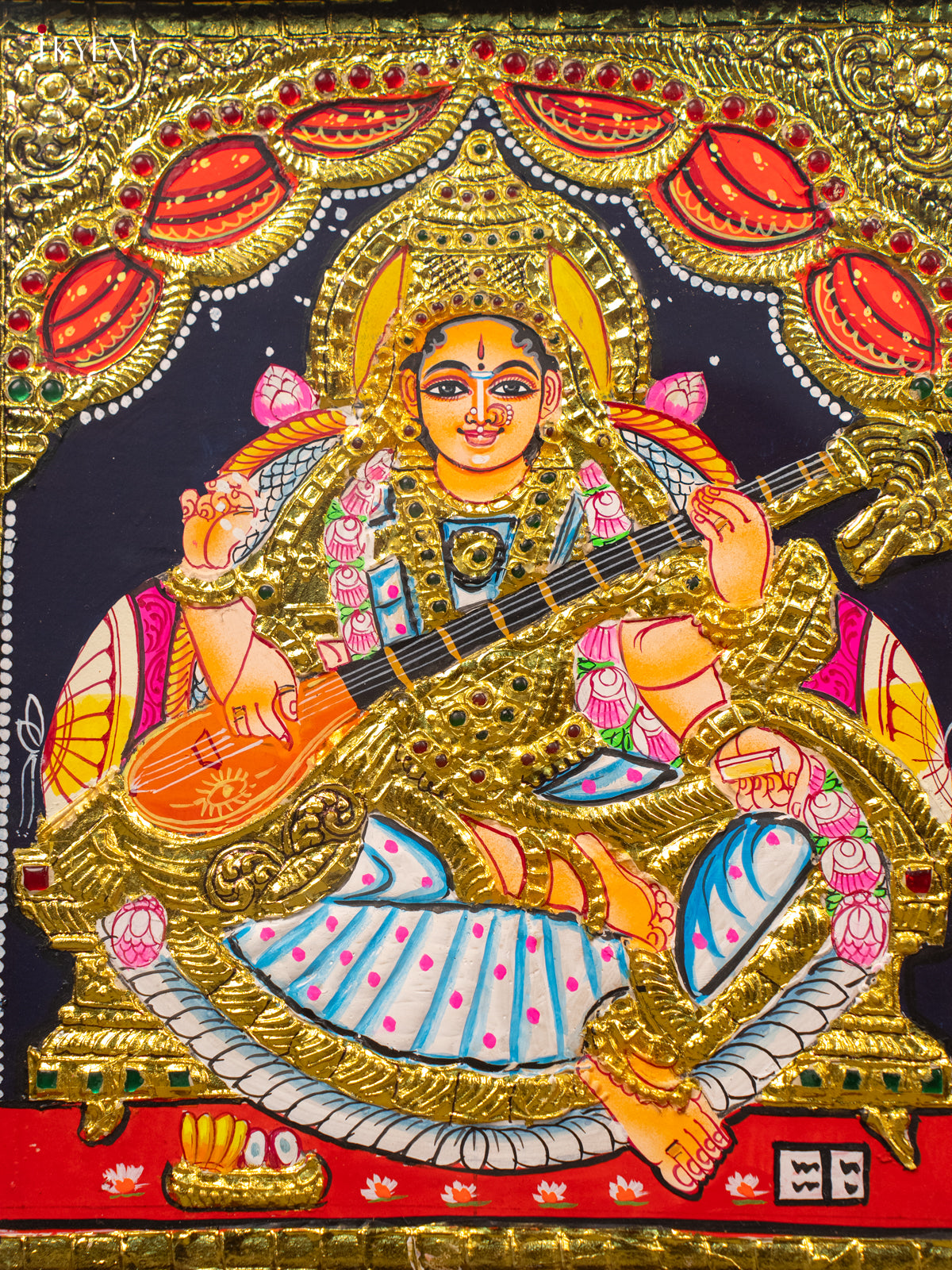 Saraswathi - Tanjore Painting (15x13) -KB01121