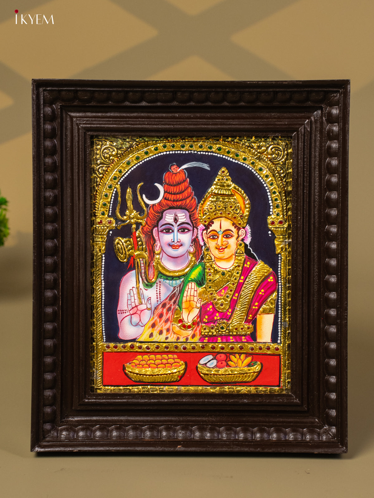 Sivan Parvathi - Tanjore Painting (13x11) - KB01134