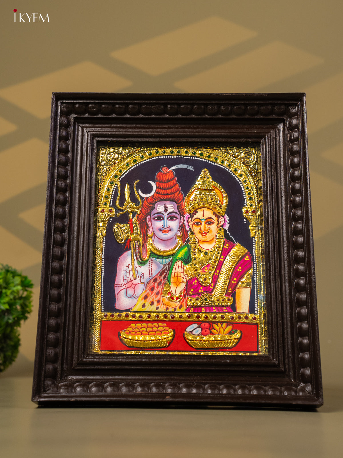 Sivan Parvathi - Tanjore Painting (13x11) - KB01134