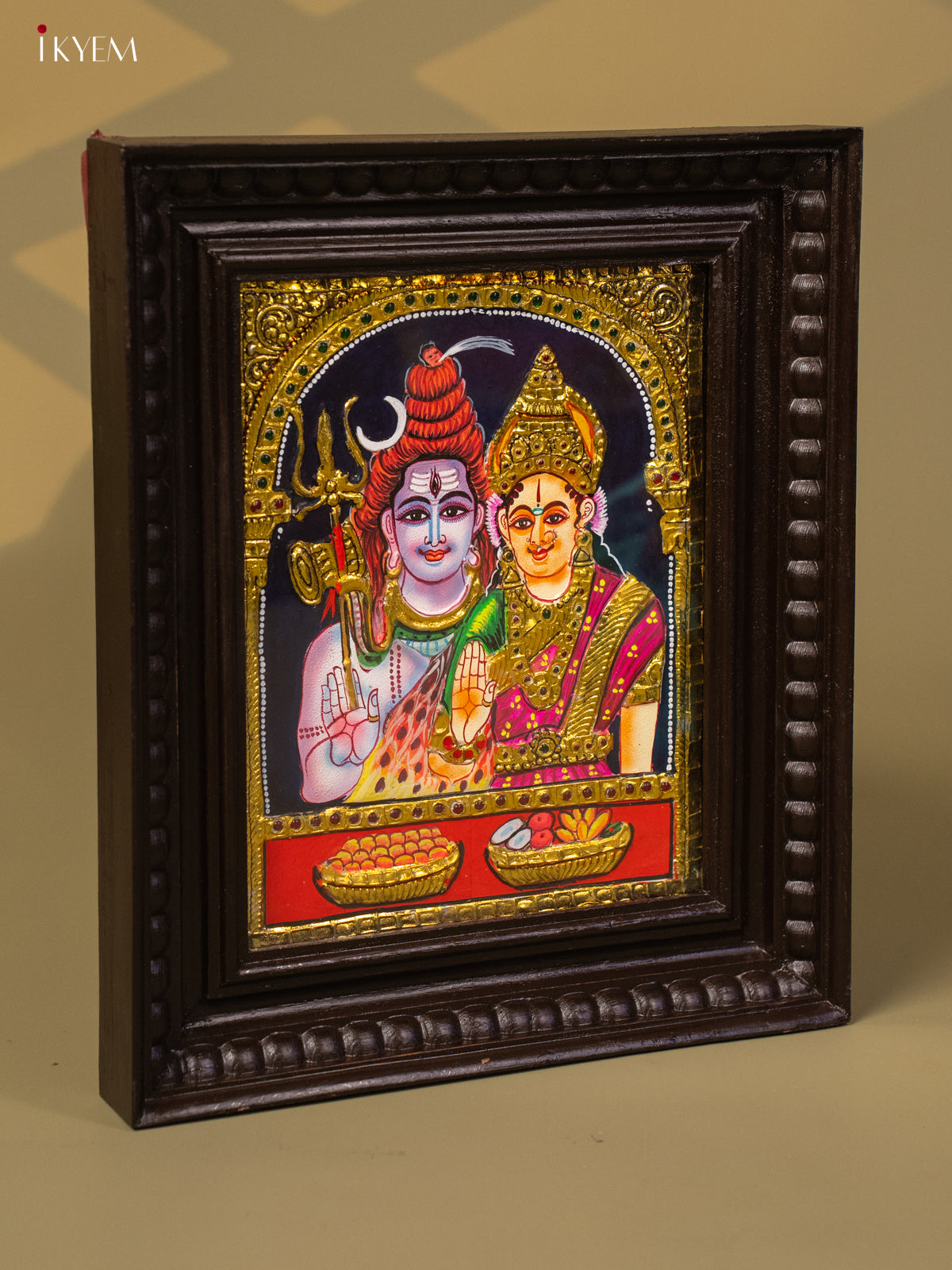 Sivan Parvathi - Tanjore Painting (13x11) - KB01134