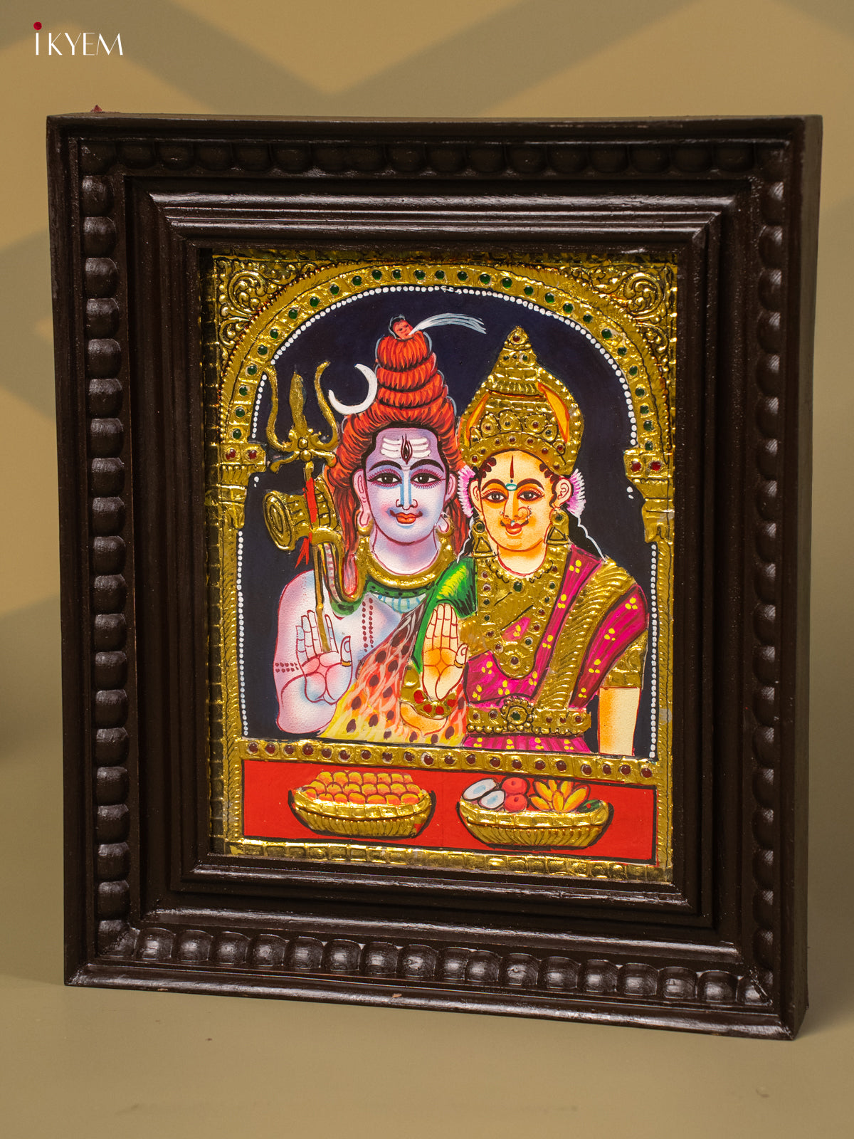 Sivan Parvathi - Tanjore Painting (13x11) - KB01134