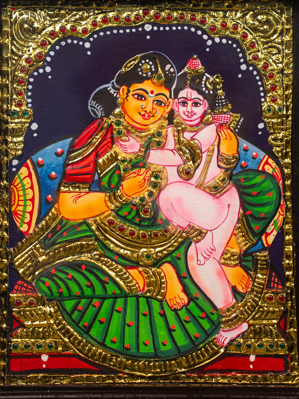 Yashoda Krishna - Tanjore Painting (13x11) - KB01143