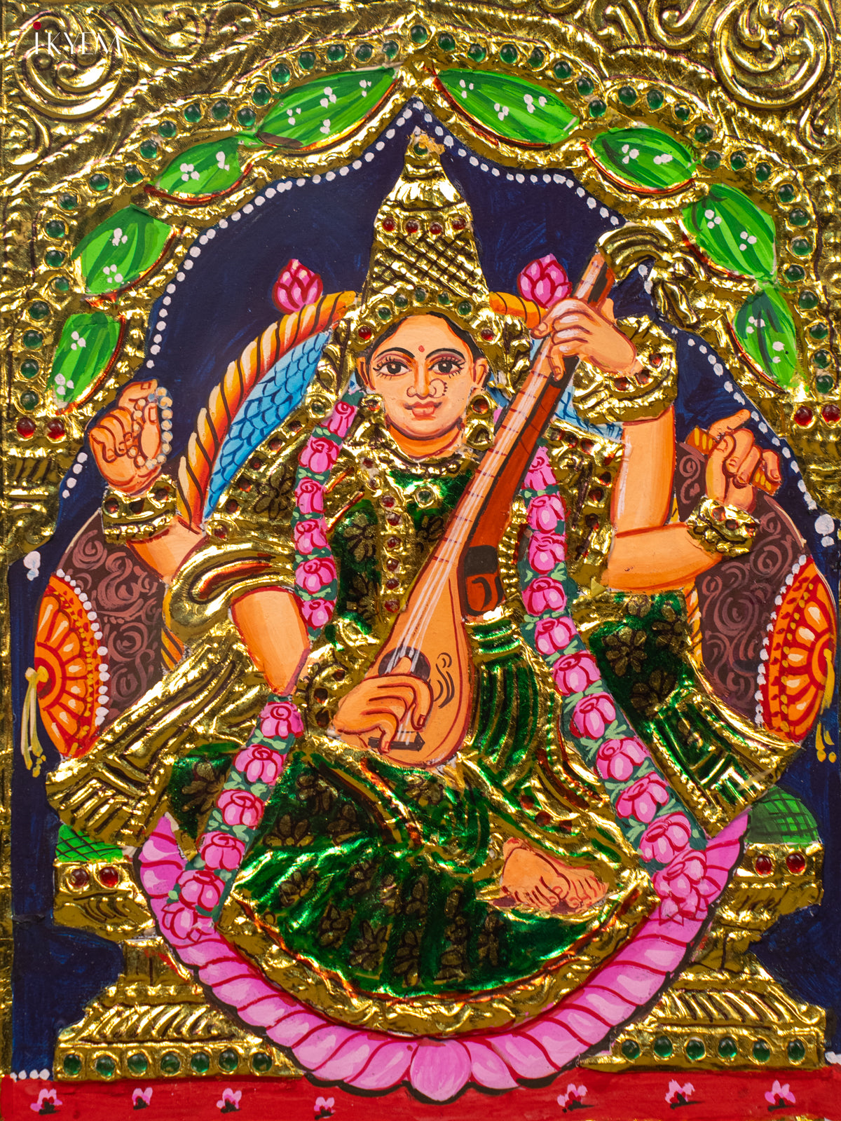 Saraswathi - Tanjore Painting (13x11) - KB01144