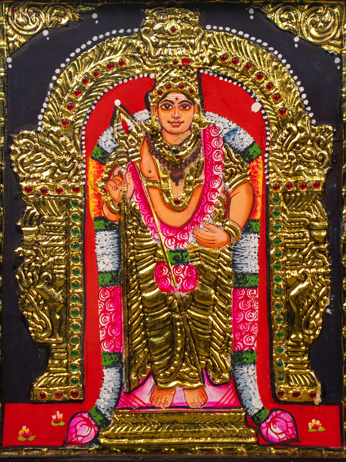 Lord Murugan - Tanjore Painting (13x11) - KB01151