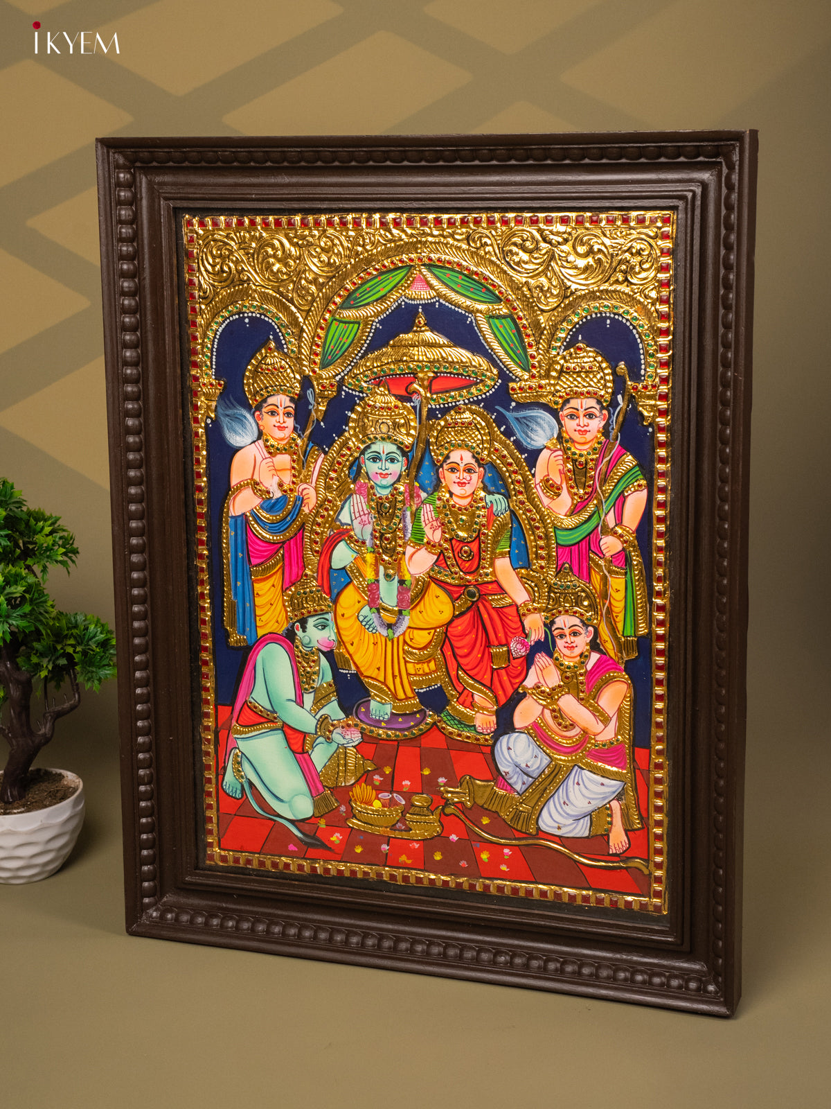 Sri Ramar Pattabhishekam - Tanjore Painting (28x22) - KB01154