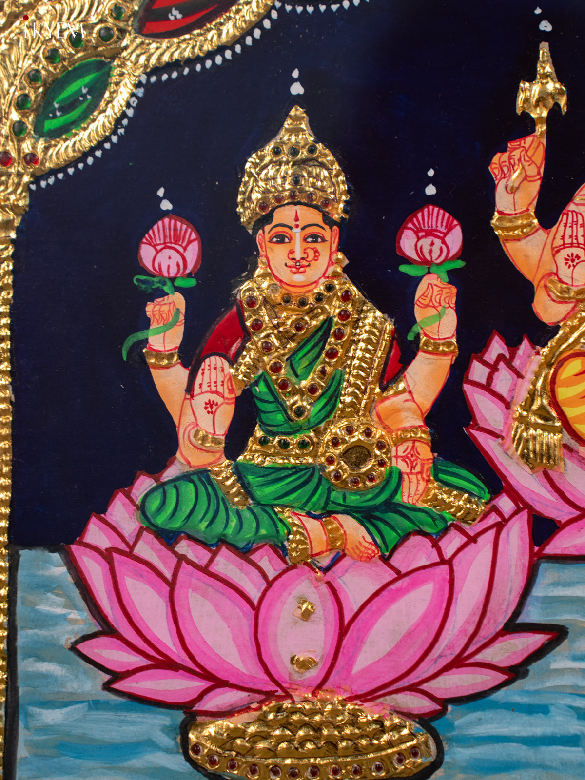 Ganesha Saraswati Lakshmi - Tanjore Painting (20x24) - KB01156