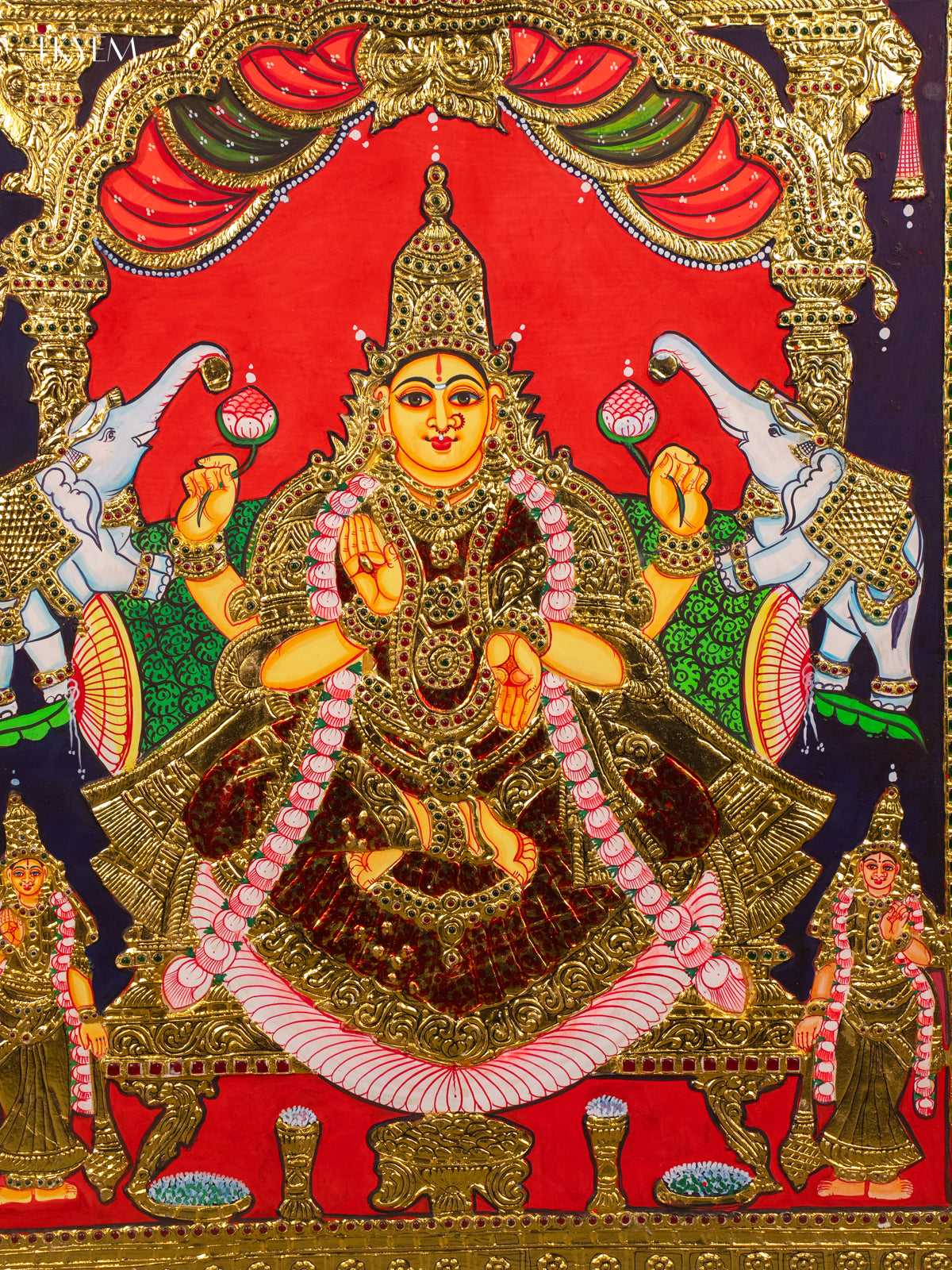 Gajalakshmi - Tanjore Painting (40x29) - KB01163