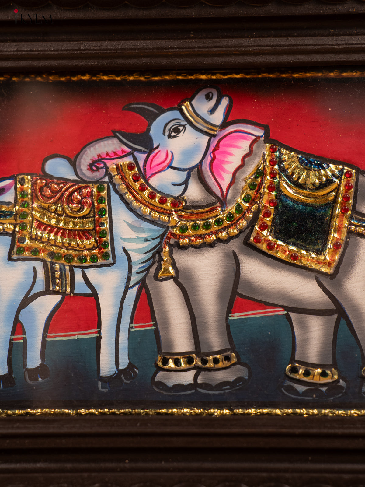  Elephant and Cow - Tanjore Painting - KB17117