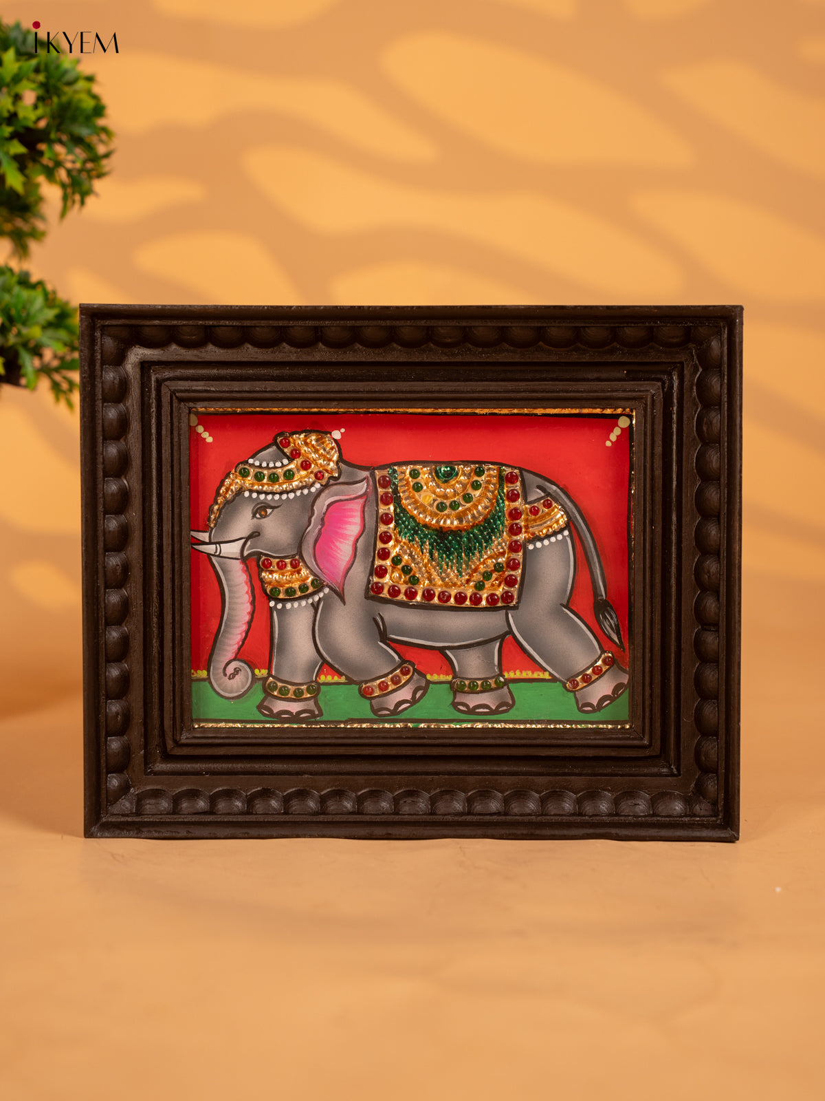 Grey Elephant- Tanjore Painting - KB17118