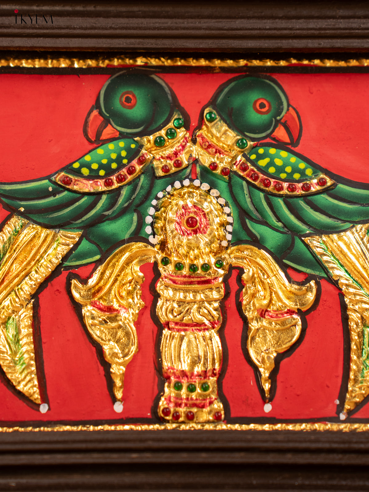 Twin Parrot - Tanjore Painting - KB17130