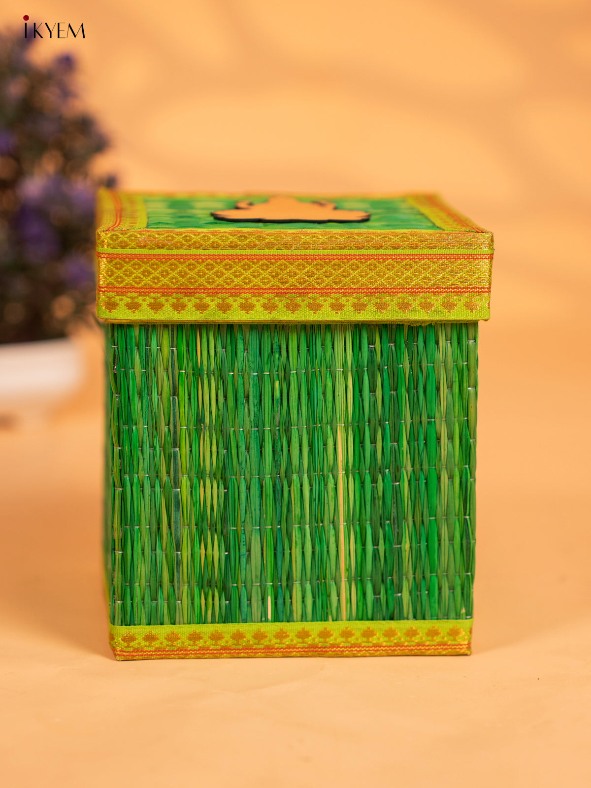 Korai Gift Box with Net Potli with Lakshmi Motif - Green - KB17137