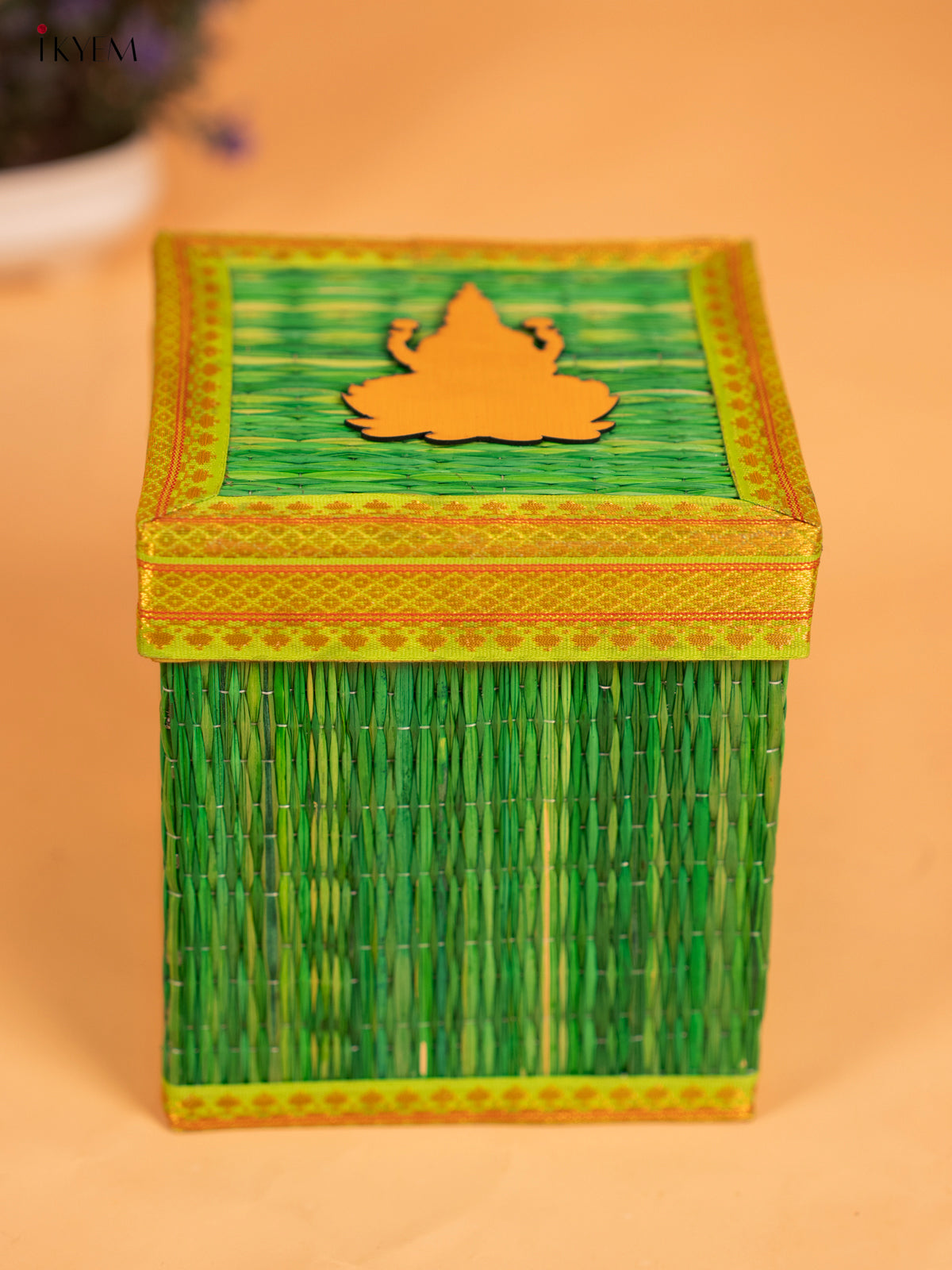 Korai Gift Box with Net Potli with Lakshmi Motif - Green - KB17137