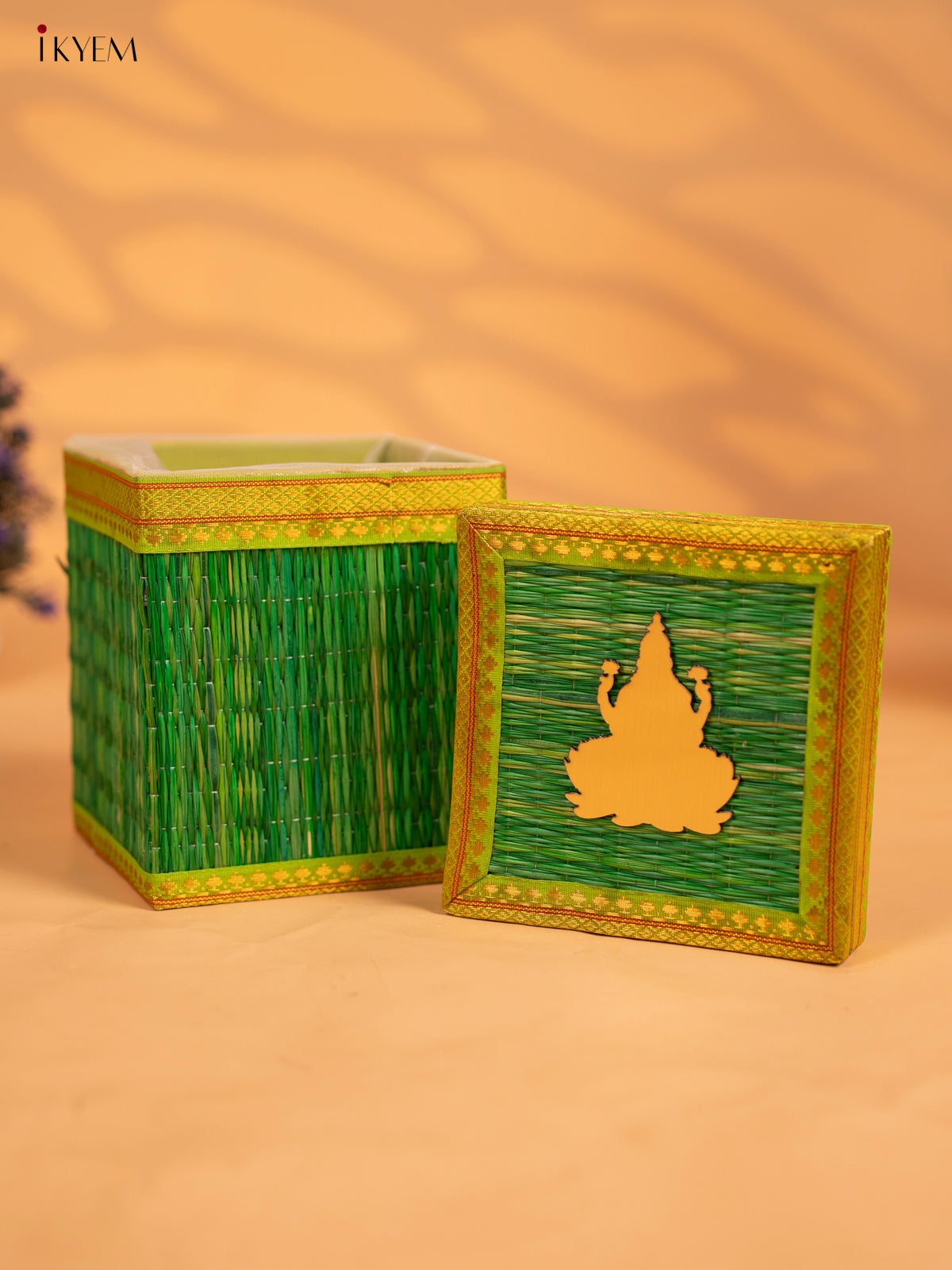 Korai Gift Box with Net Potli with Lakshmi Motif - Green - KB17137