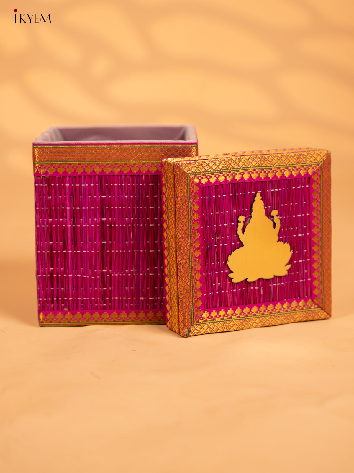 Korai Gift Box with Net Potli with Lakshmi Motif - Violet - KB17138