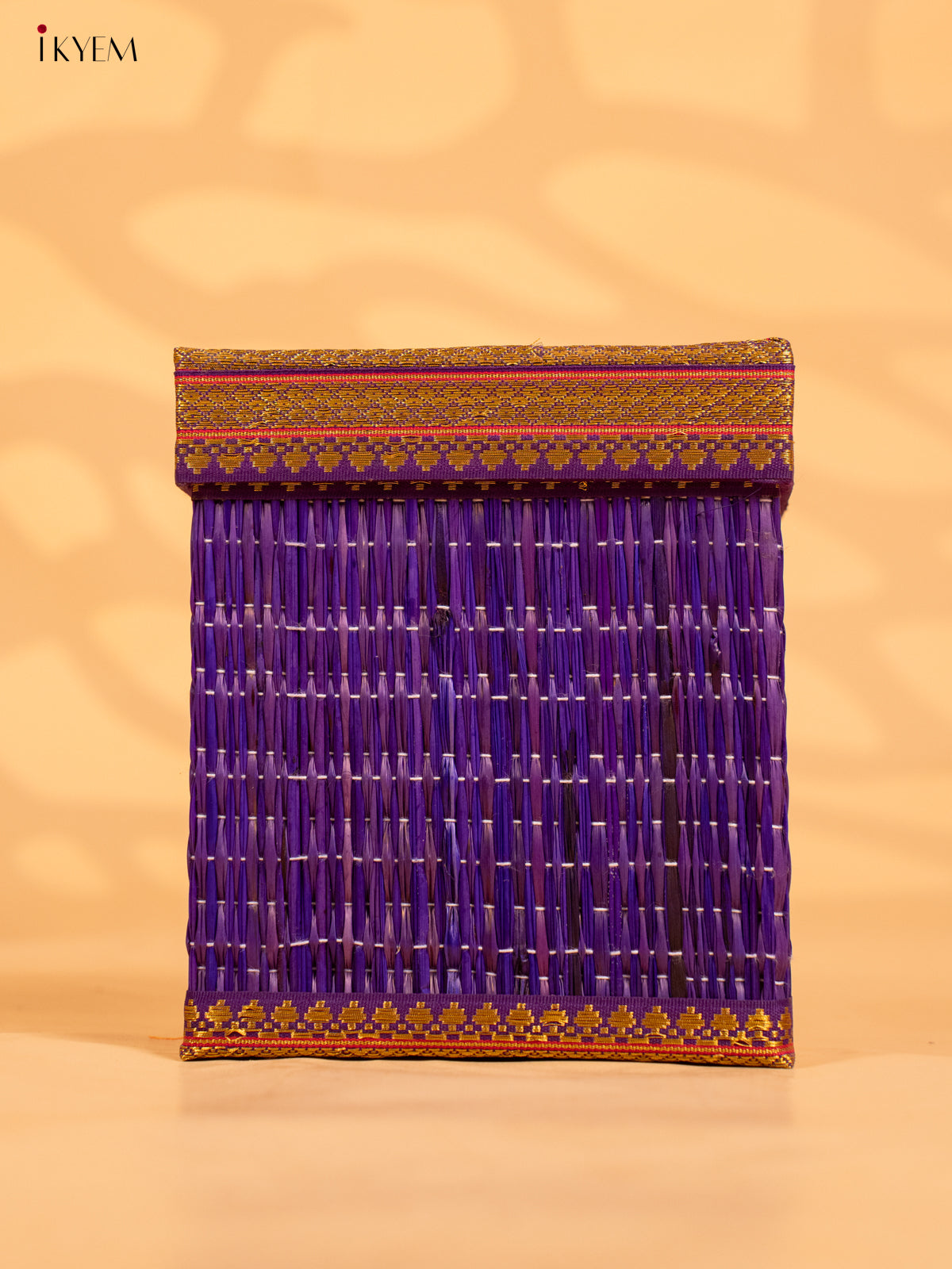 Korai Gift Box with Net Potli with Lakshmi Motif - Purple - KB17139