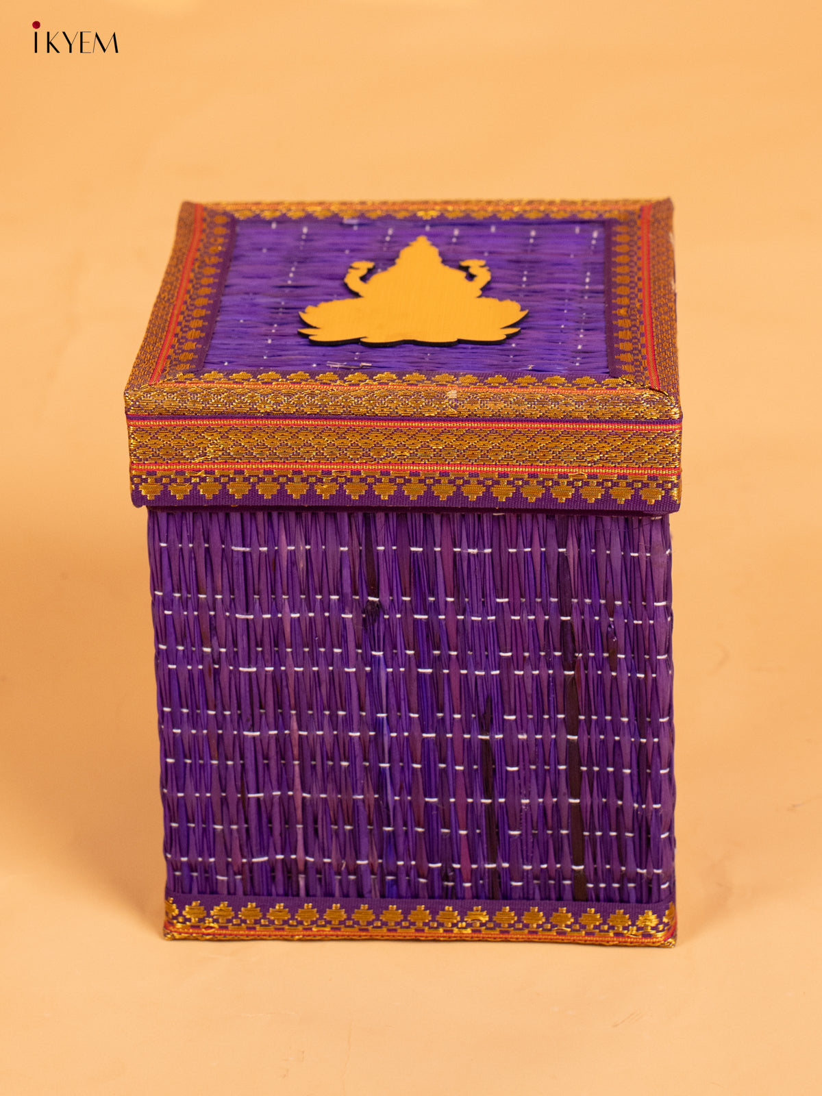 Korai Gift Box with Net Potli with Lakshmi Motif - Purple - KB17139