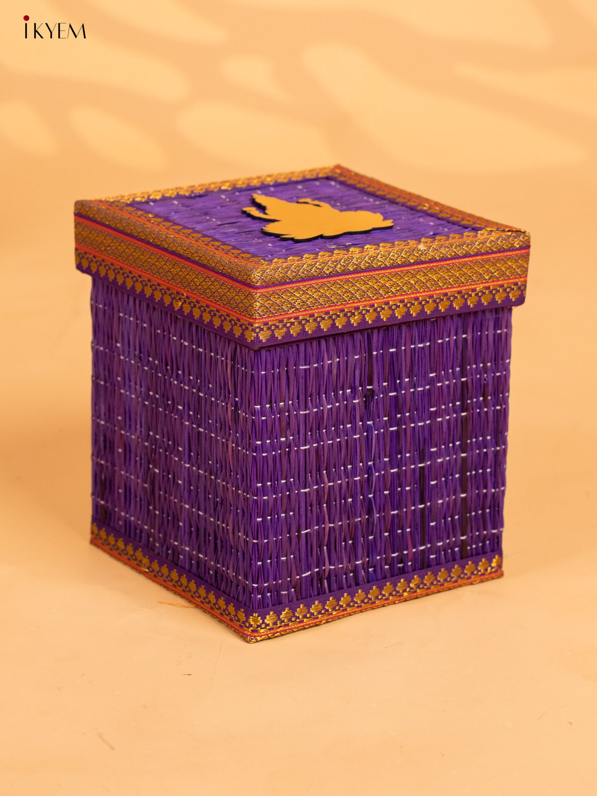 Korai Gift Box with Net Potli with Lakshmi Motif - Purple - KB17139